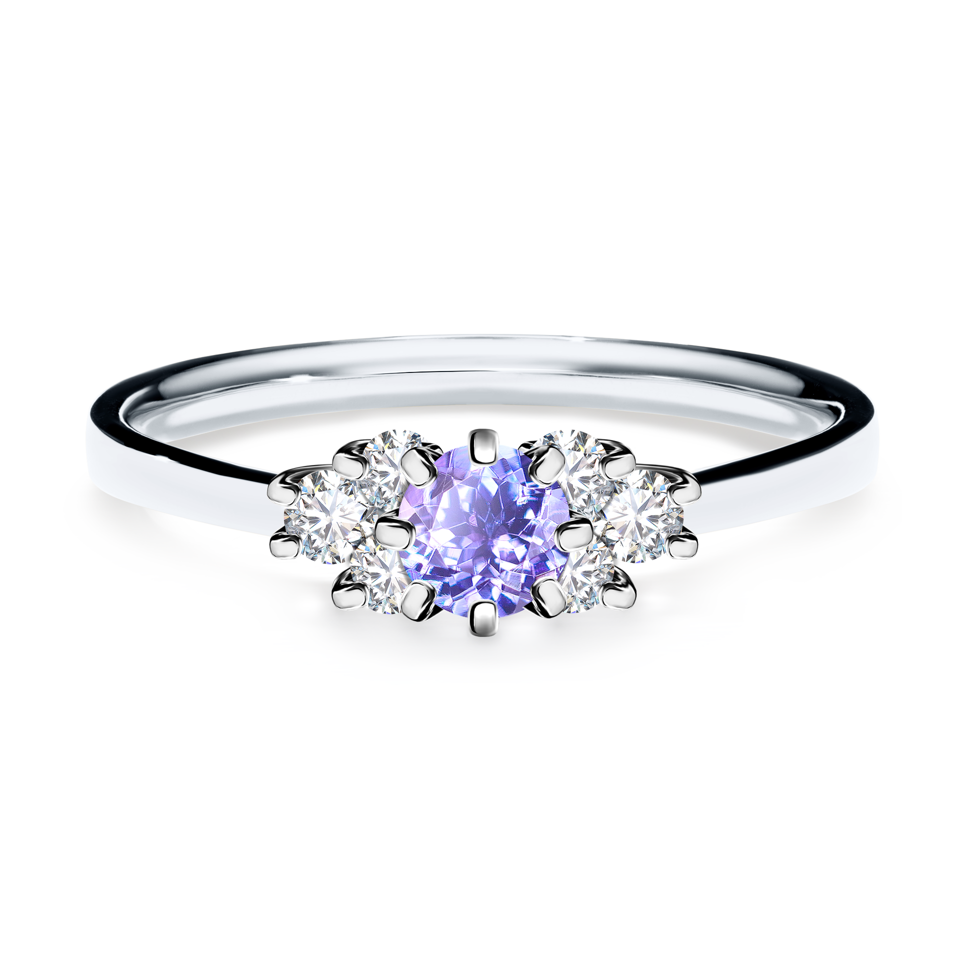 Pierścionek zaręczynowy My Lilly z białego złota z tanzanitem 0,43CT