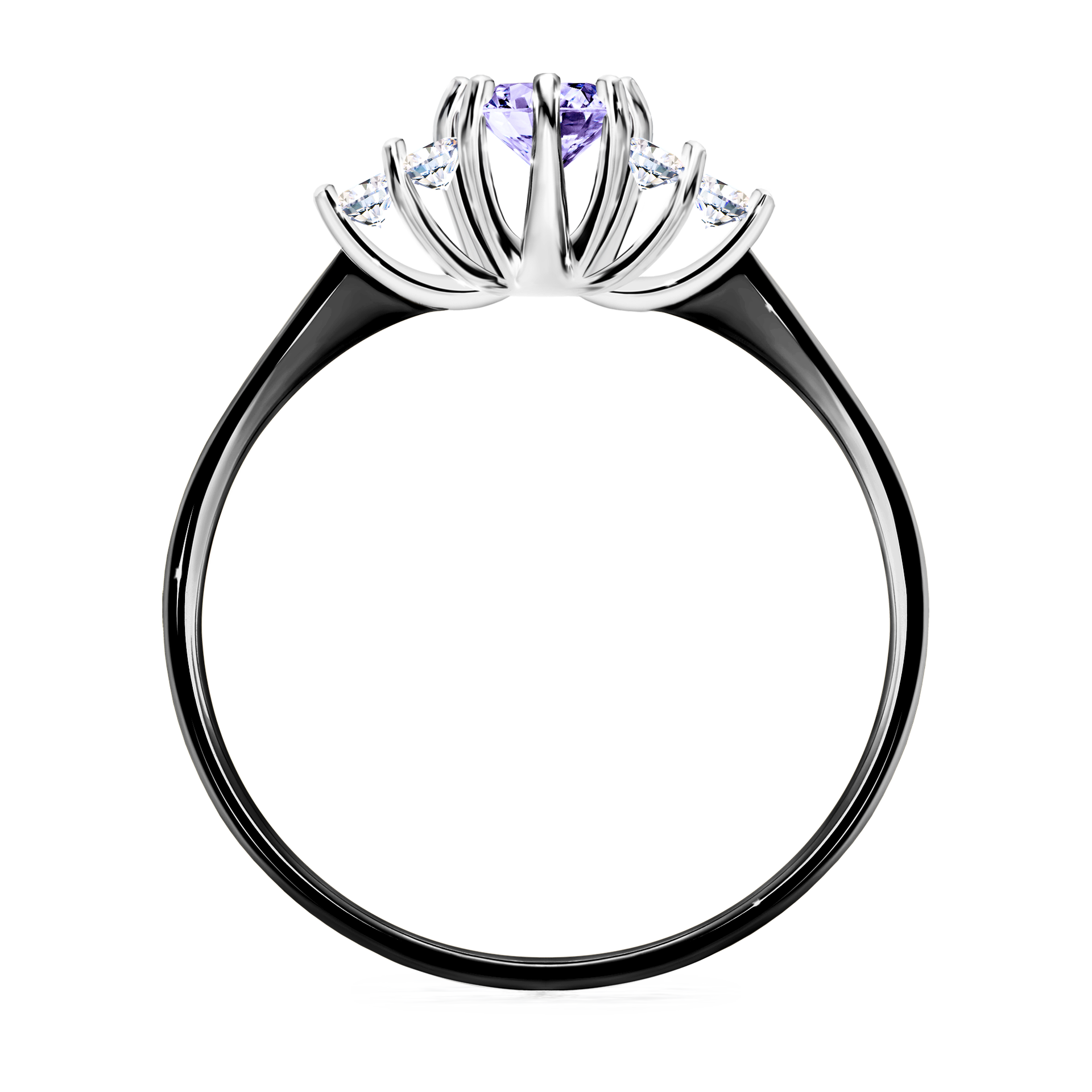 Pierścionek zaręczynowy My Lilly z czarnego złota z tanzanitem 0,43CT