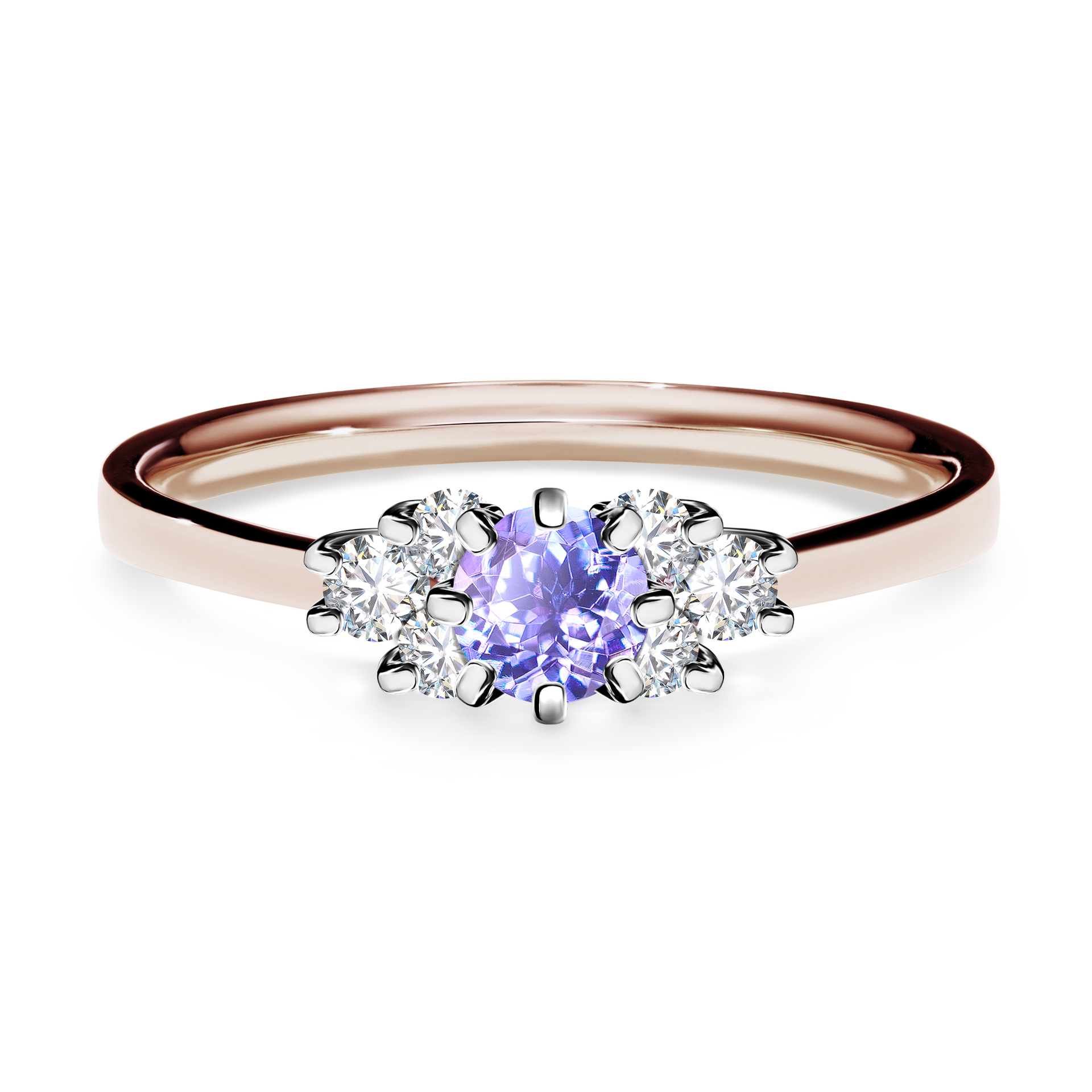 Pierścionek zaręczynowy My Lilly z różowego złota z tanzanitem 0,43CT