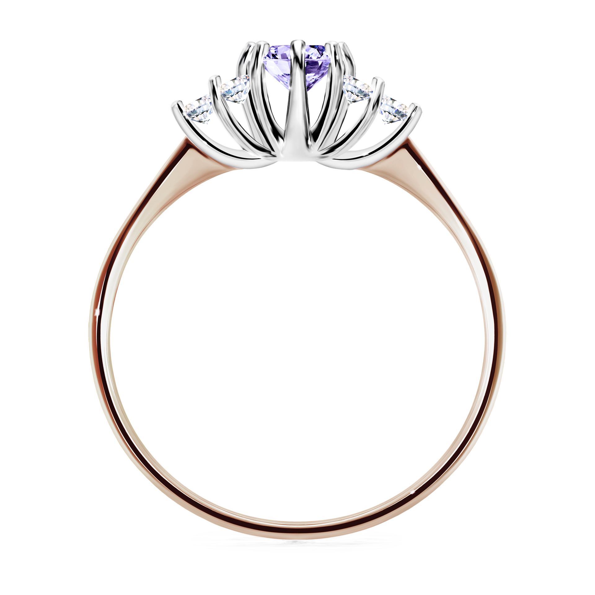 Pierścionek zaręczynowy My Lilly z różowego złota z tanzanitem 0,43CT