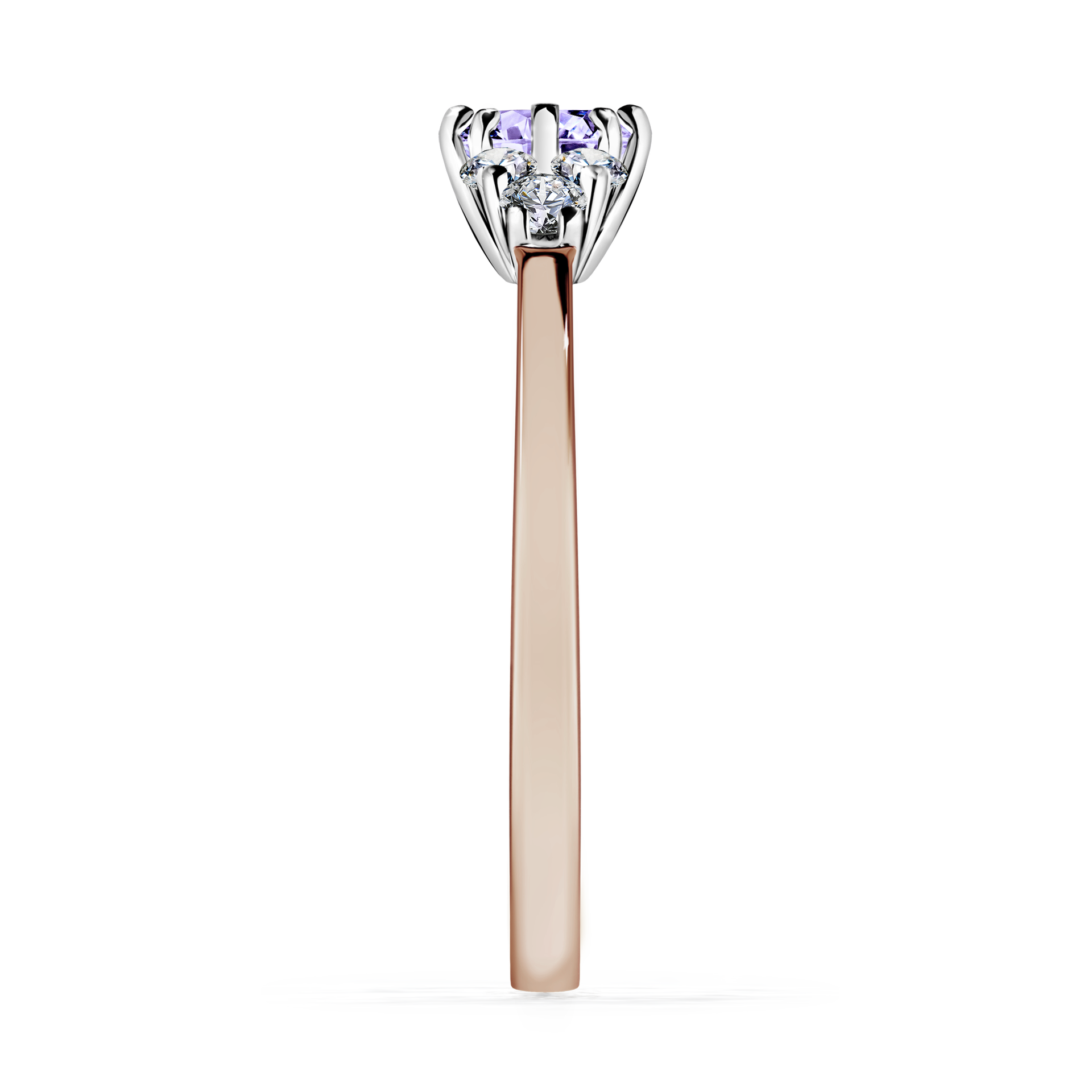 Pierścionek zaręczynowy My Lilly z różowego złota z tanzanitem 0,43CT