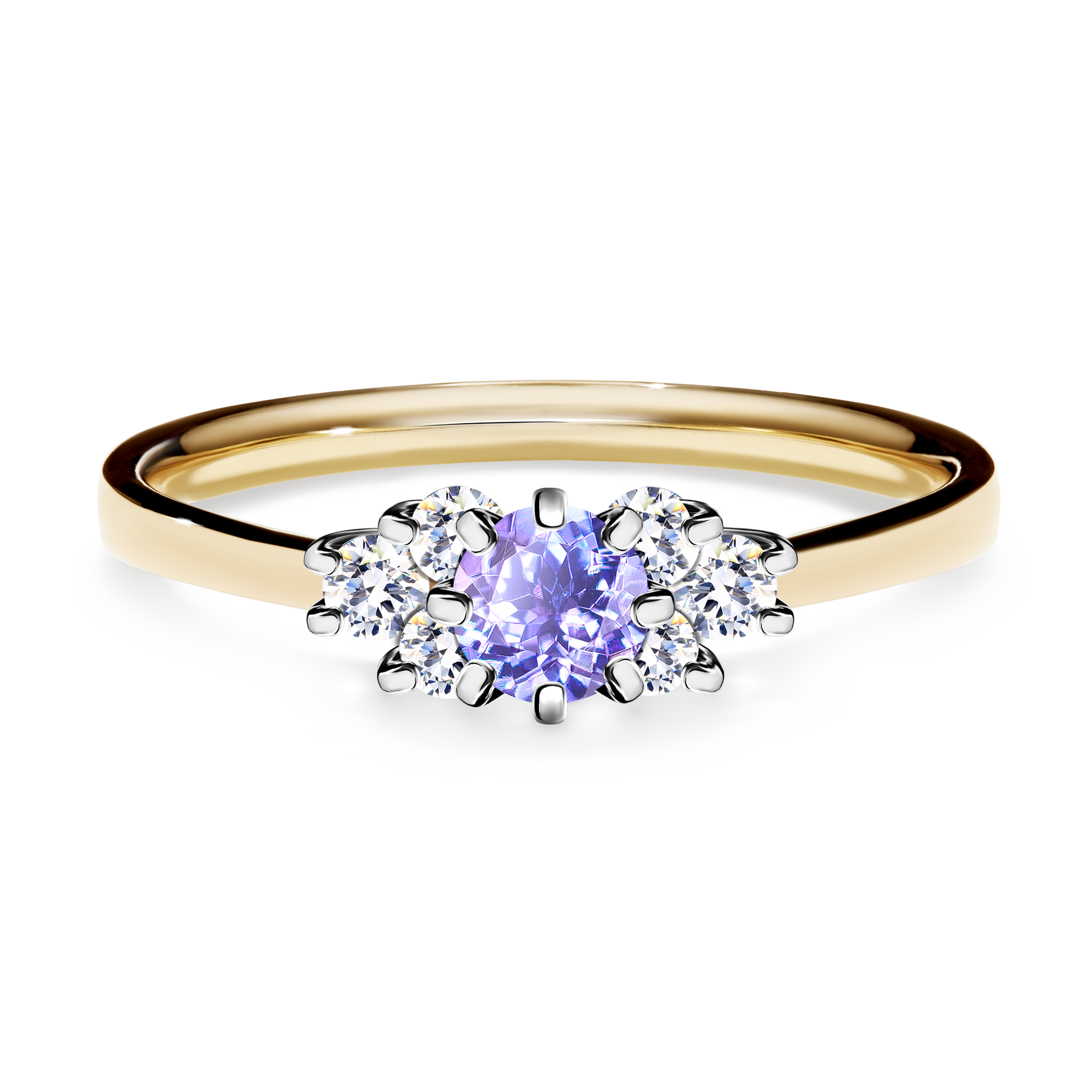 Pierścionek zaręczynowy My Lilly z żółtego złota z tanzanitem 0,43CT