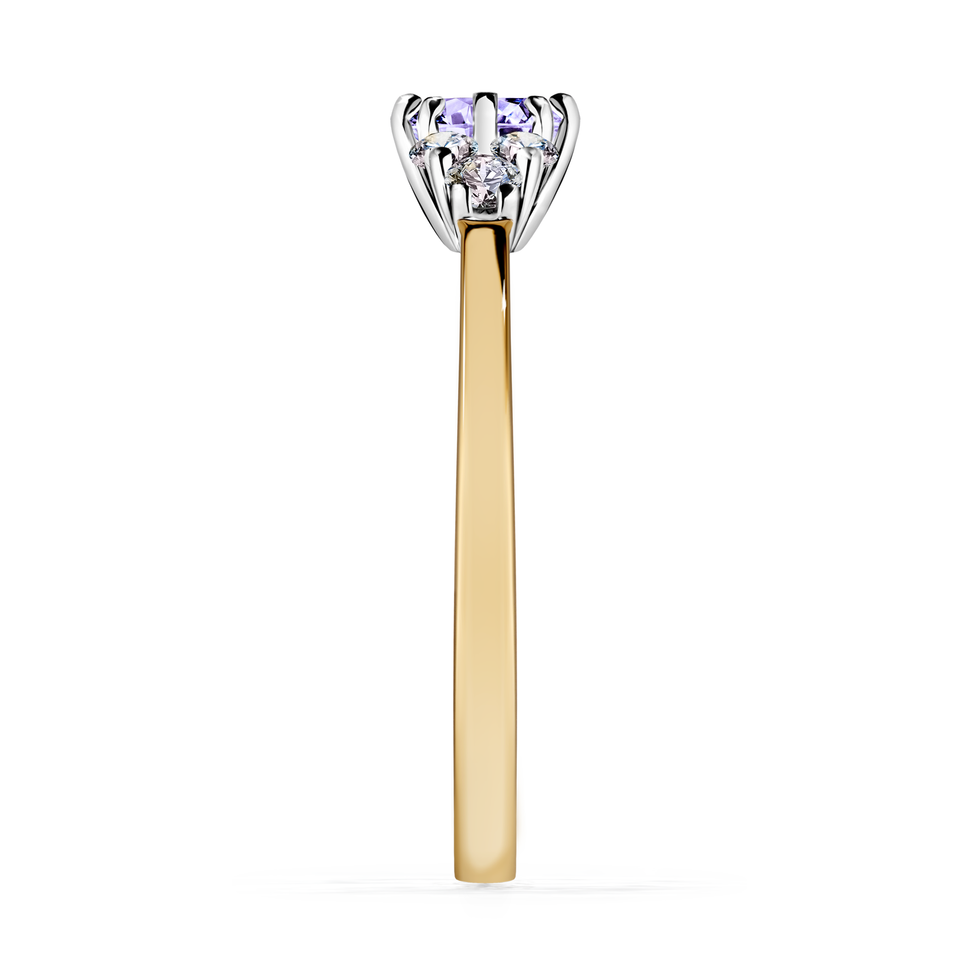 Pierścionek zaręczynowy My Lilly z żółtego złota z tanzanitem 0,43CT