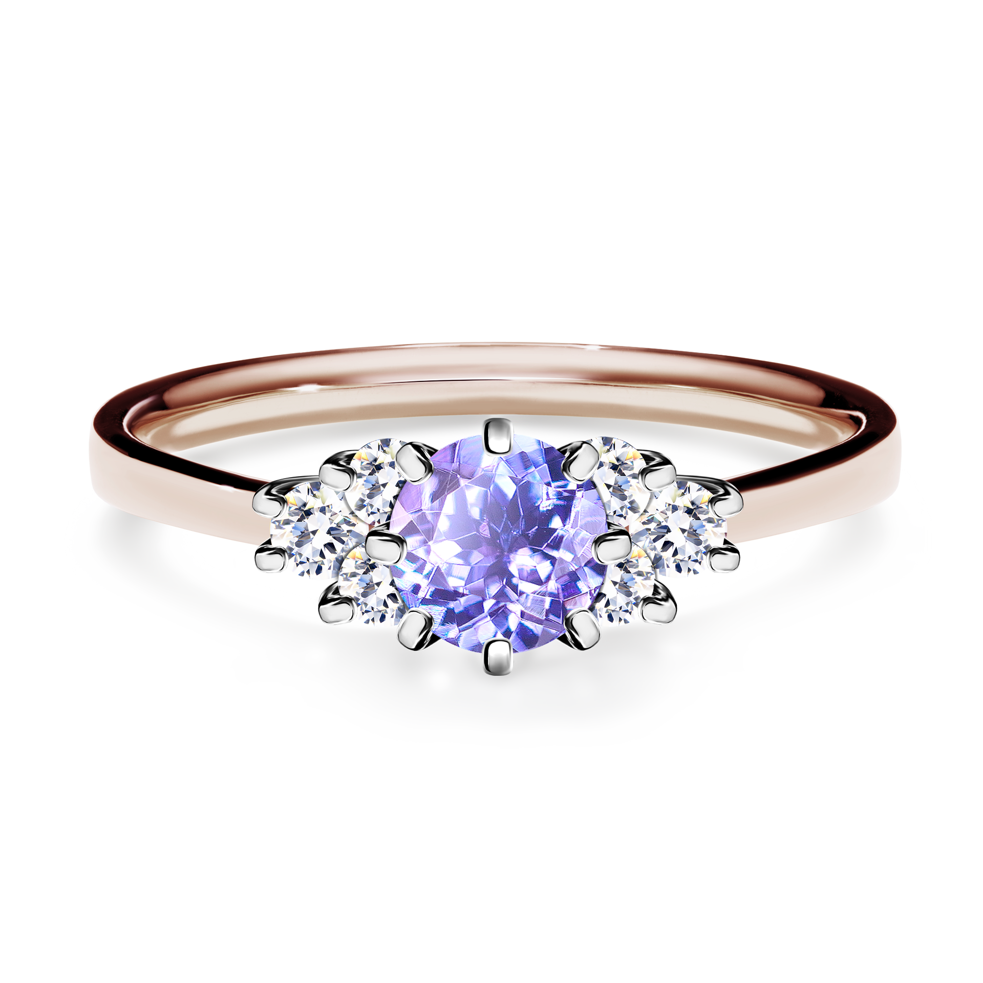Pierścionek zaręczynowy My Lilly z różowego złota z tanzanitem 0,68CT