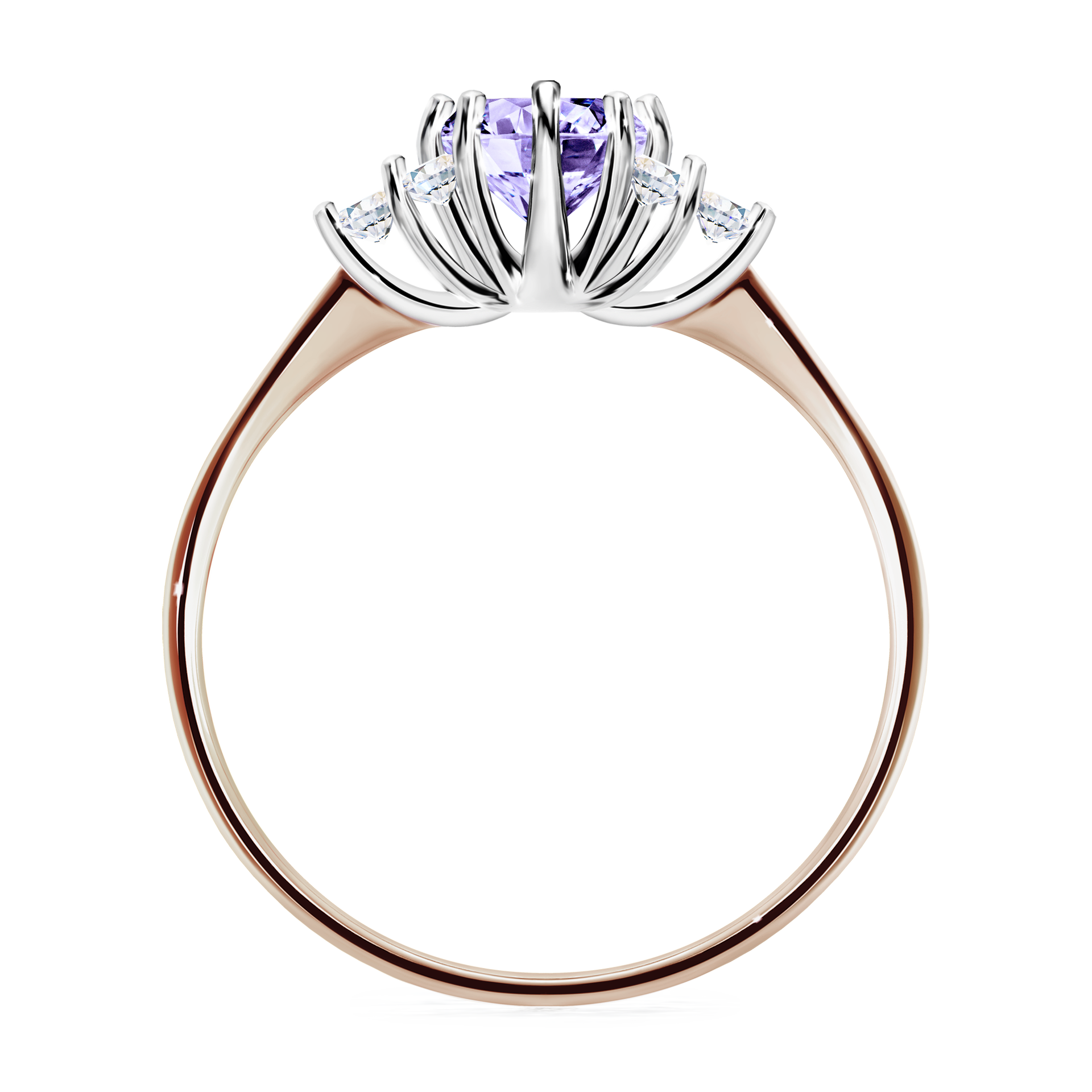 Pierścionek zaręczynowy My Lilly z różowego złota z tanzanitem 0,68CT