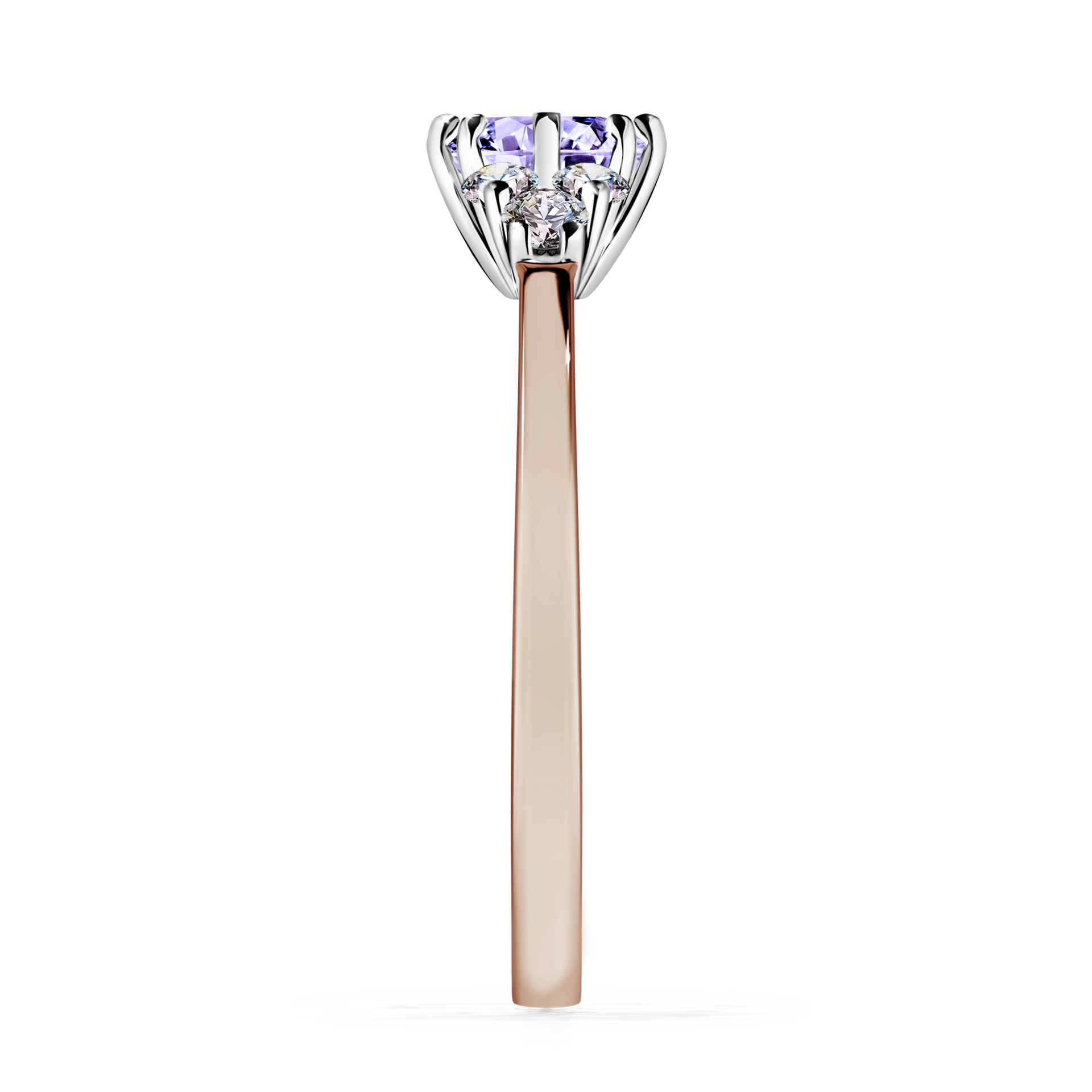Pierścionek zaręczynowy My Lilly z różowego złota z tanzanitem 0,68CT