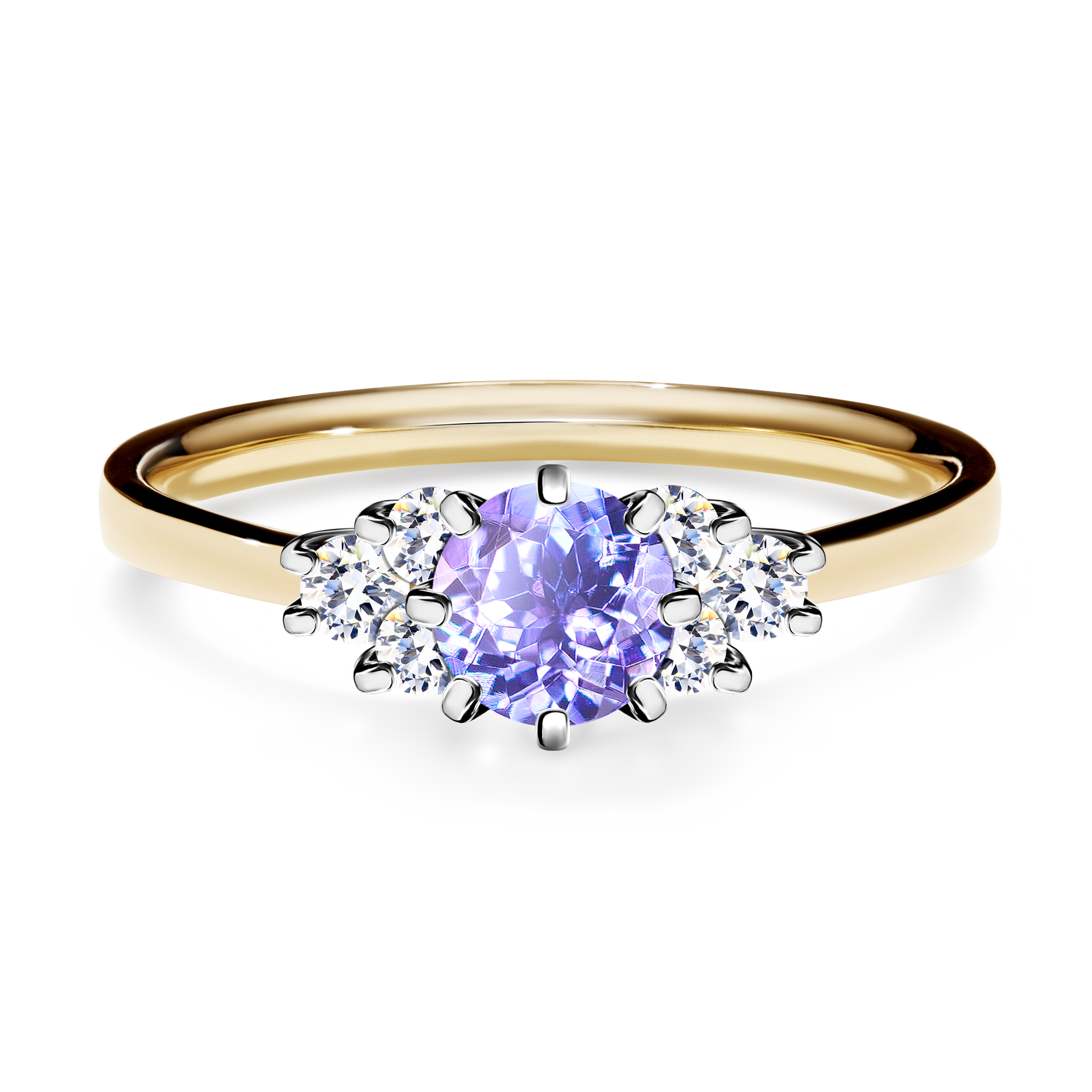 Pierścionek zaręczynowy My Lilly z żółtego złota z tanzanitem 0,68CT