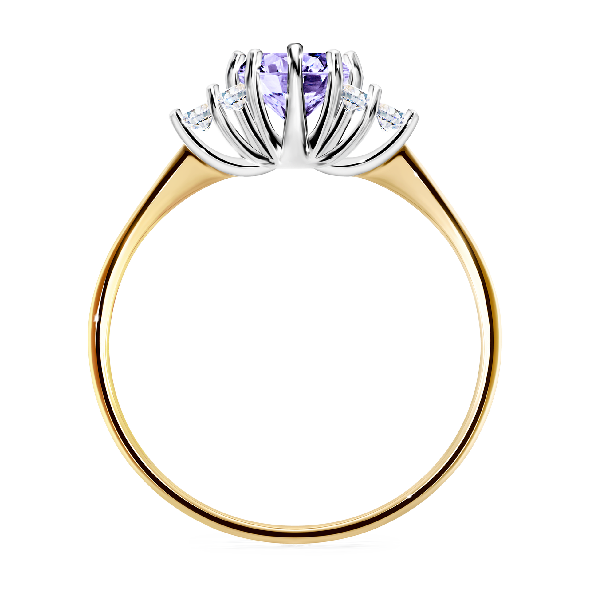 Pierścionek zaręczynowy My Lilly z żółtego złota z tanzanitem 0,68CT