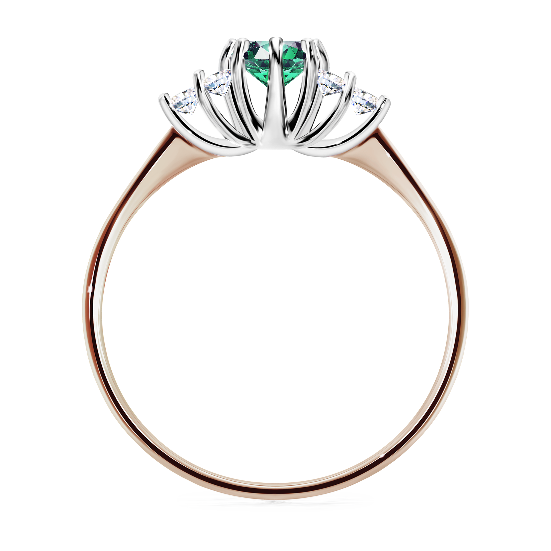 Pierścionek zaręczynowy My Lilly z różowego złota ze szmaragdem 0,43CT