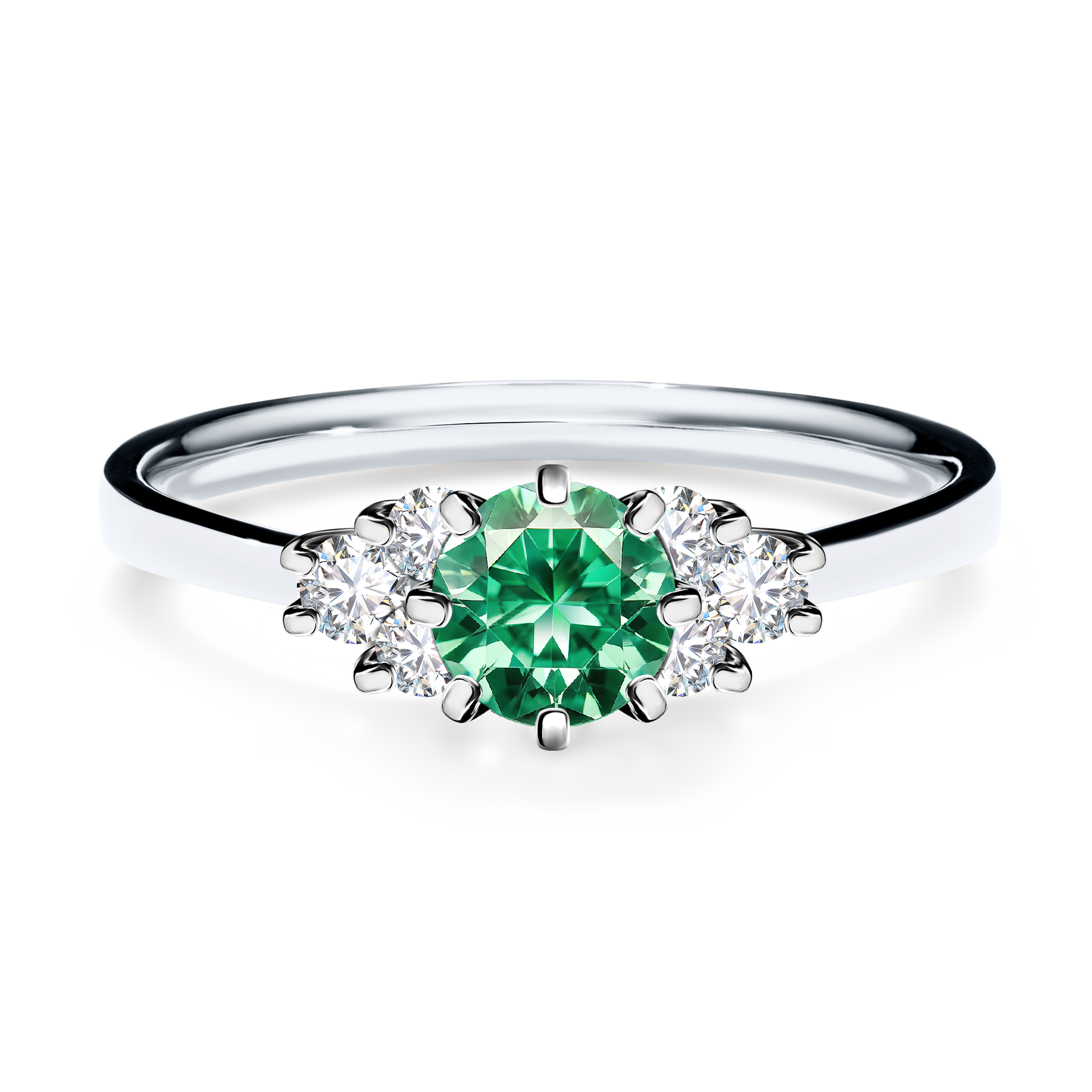 Pierścionek zaręczynowy My Lilly z białego złota ze szmaragdem 0,68CT