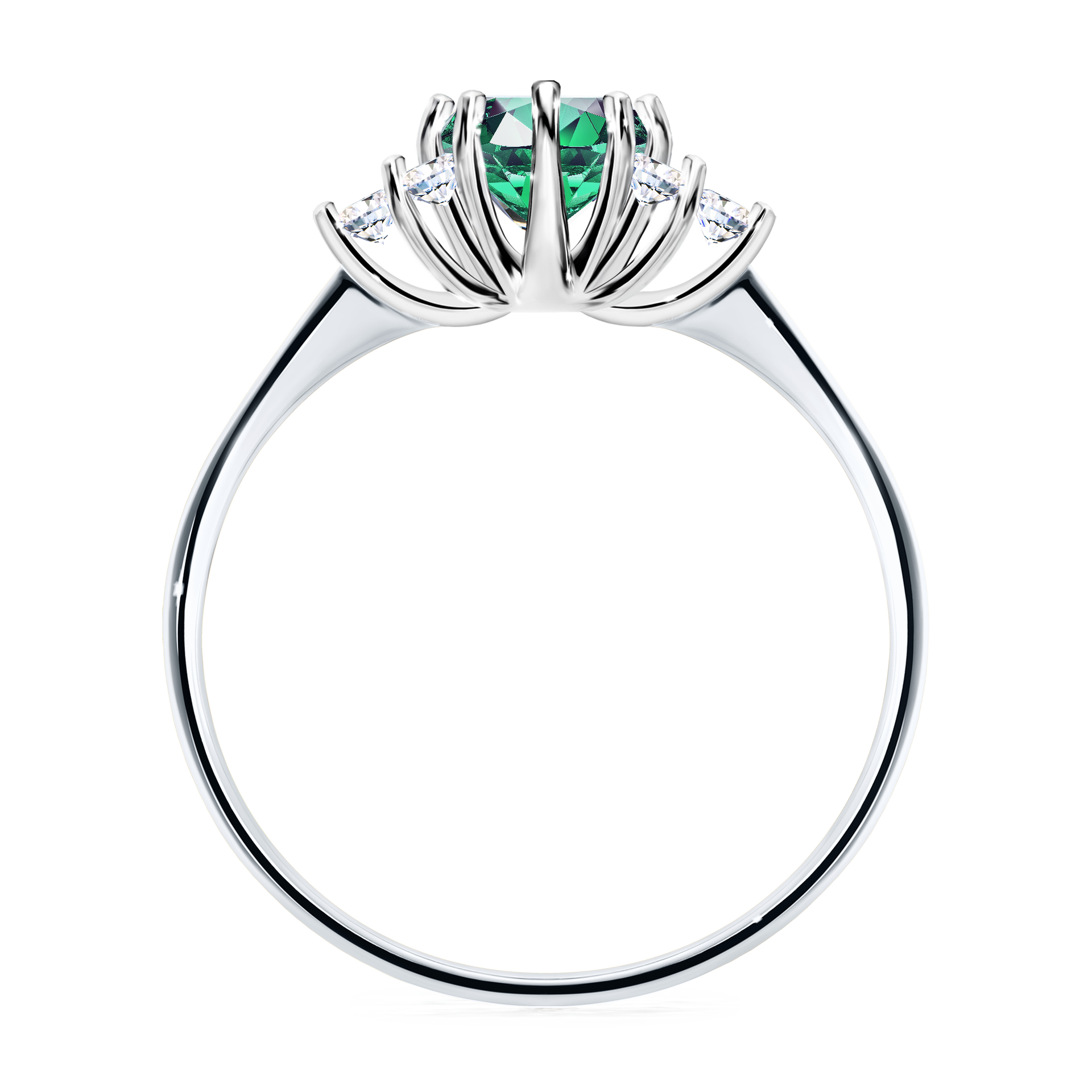 Pierścionek zaręczynowy My Lilly z białego złota ze szmaragdem 0,68CT