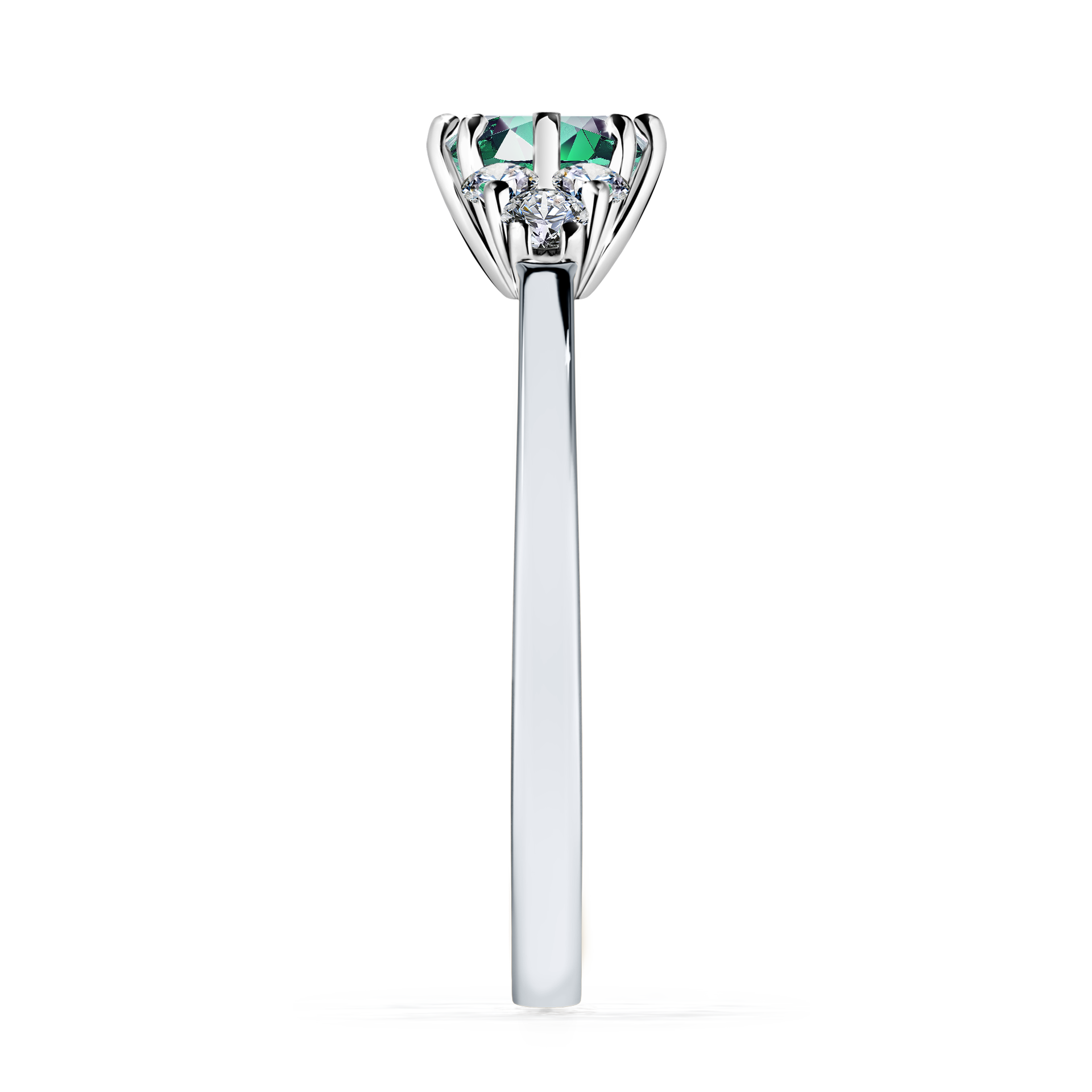 Pierścionek zaręczynowy My Lilly z białego złota ze szmaragdem 0,68CT