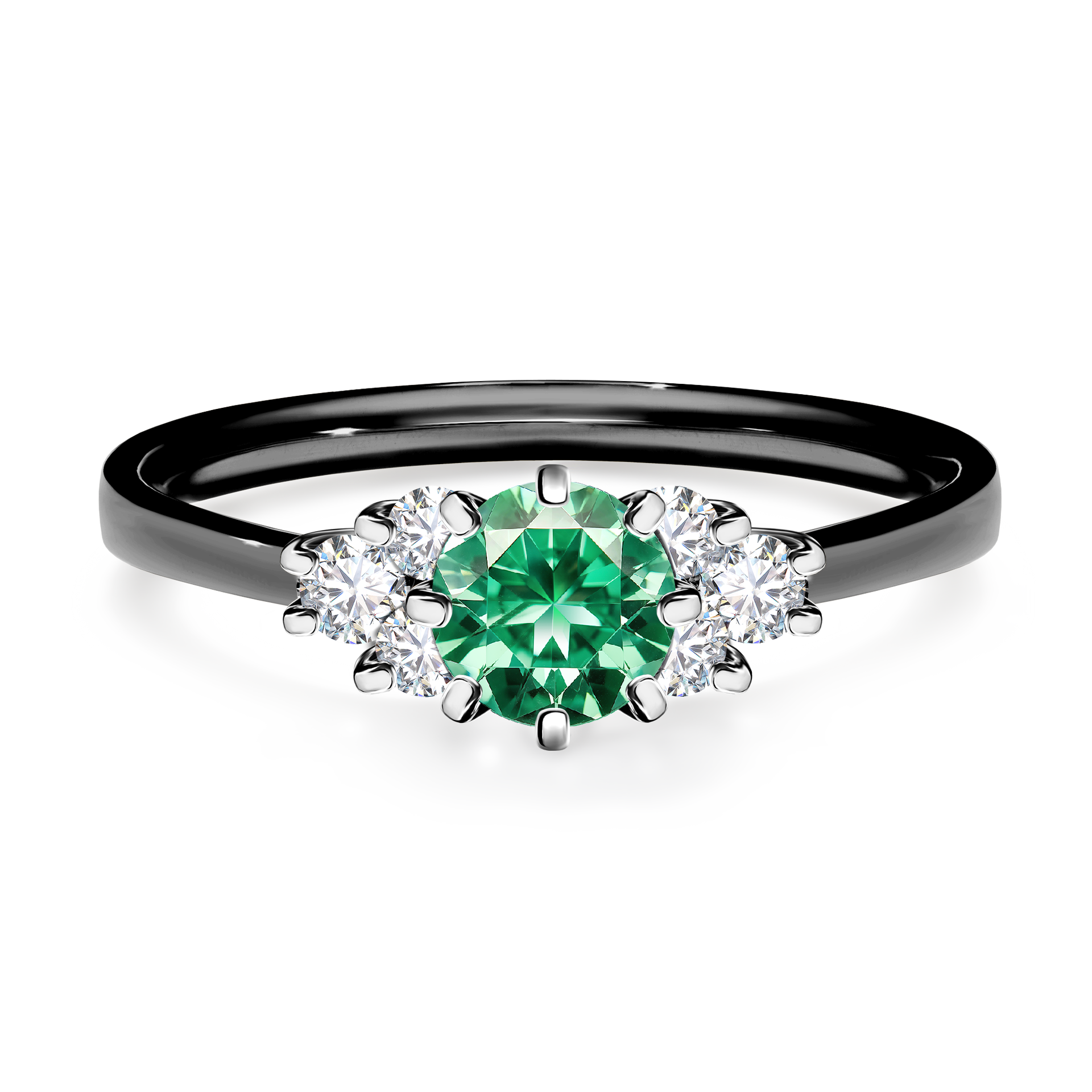 Pierścionek zaręczynowy My Lilly z czarnego złota ze szmaragdem 0,68CT
