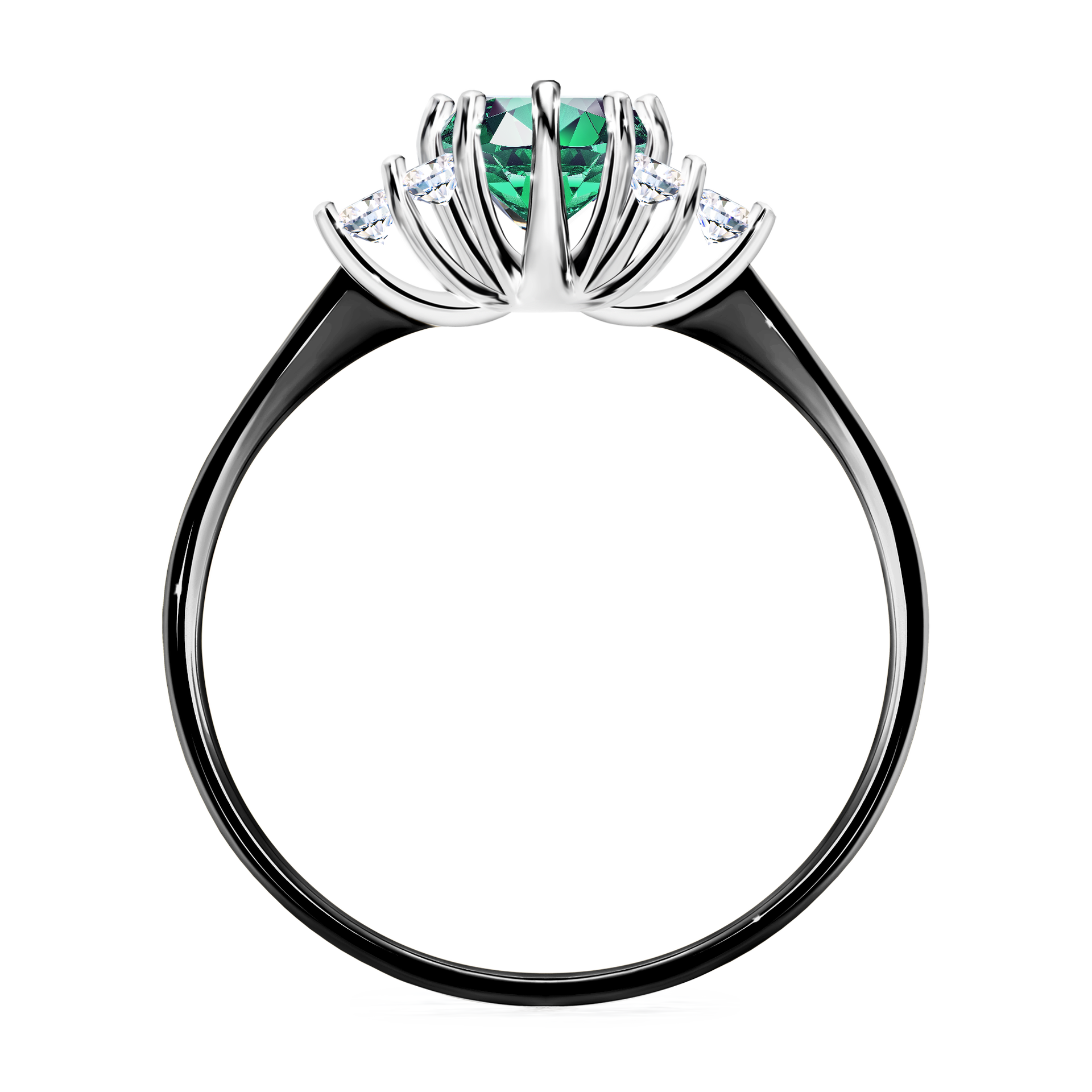 Pierścionek zaręczynowy My Lilly z czarnego złota ze szmaragdem 0,68CT
