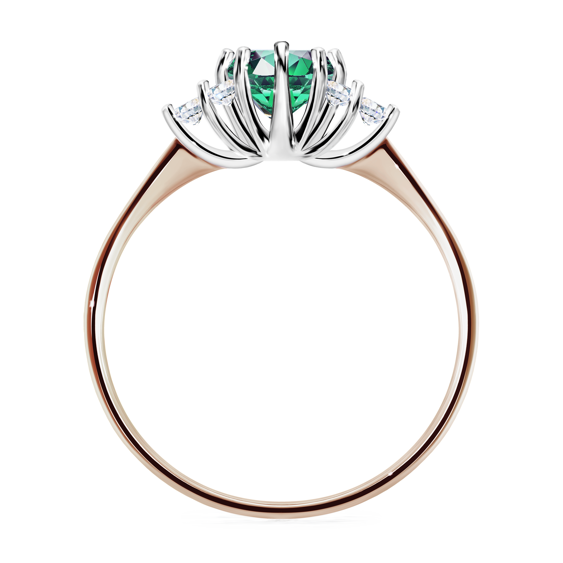 Pierścionek zaręczynowy My Lilly z różowego złota ze szmaragdem 0,68CT