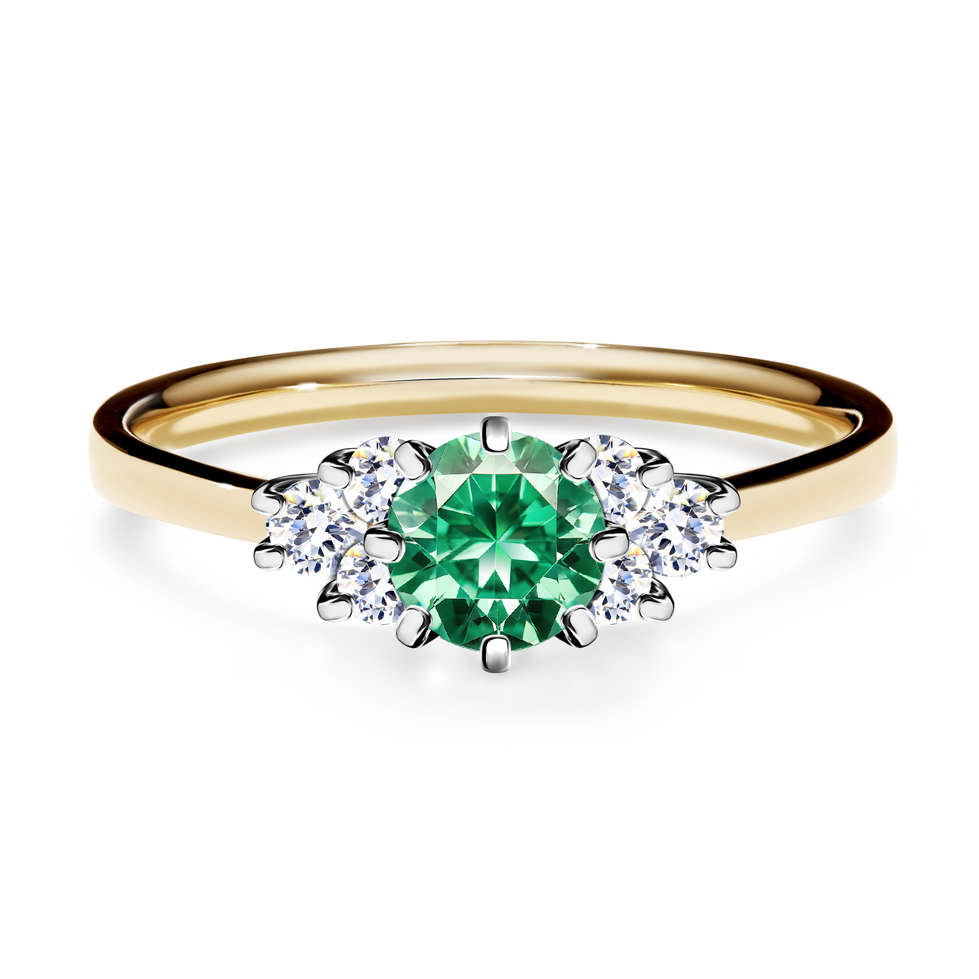 Pierścionek zaręczynowy My Lilly z żółtego złota ze szmaragdem 0,68CT