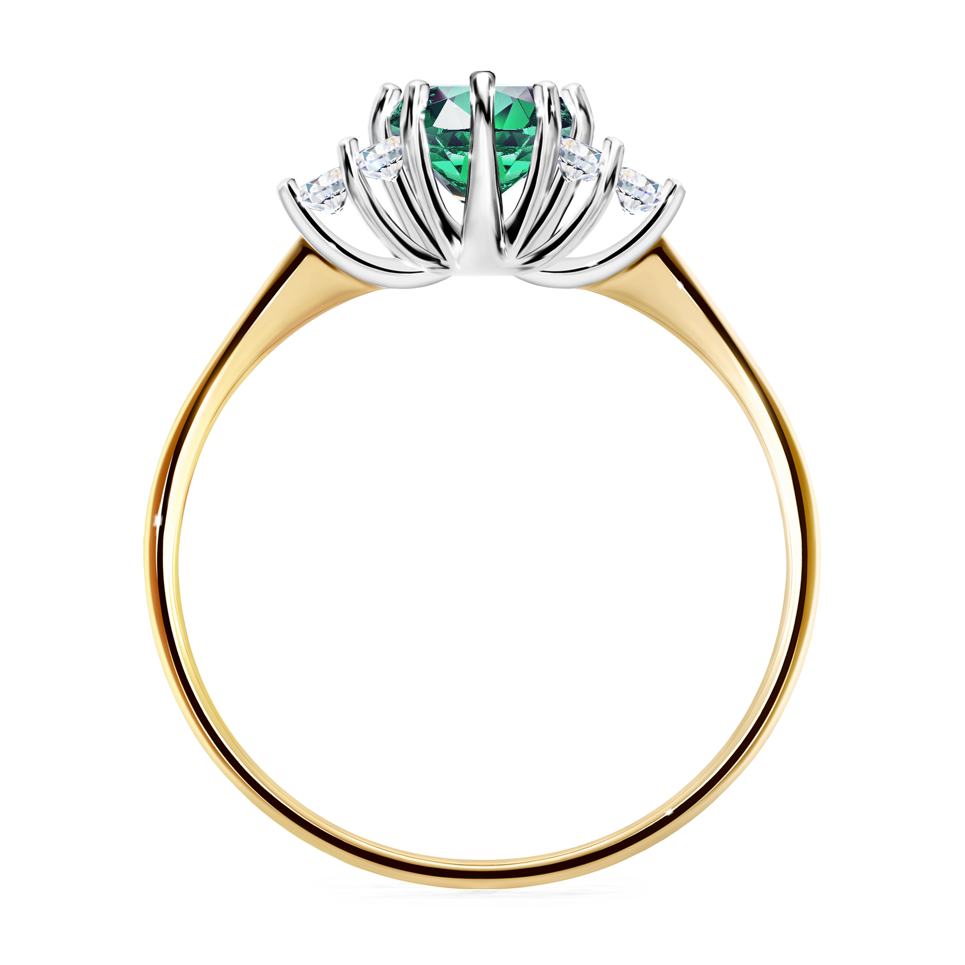 Pierścionek zaręczynowy My Lilly z żółtego złota ze szmaragdem 0,68CT