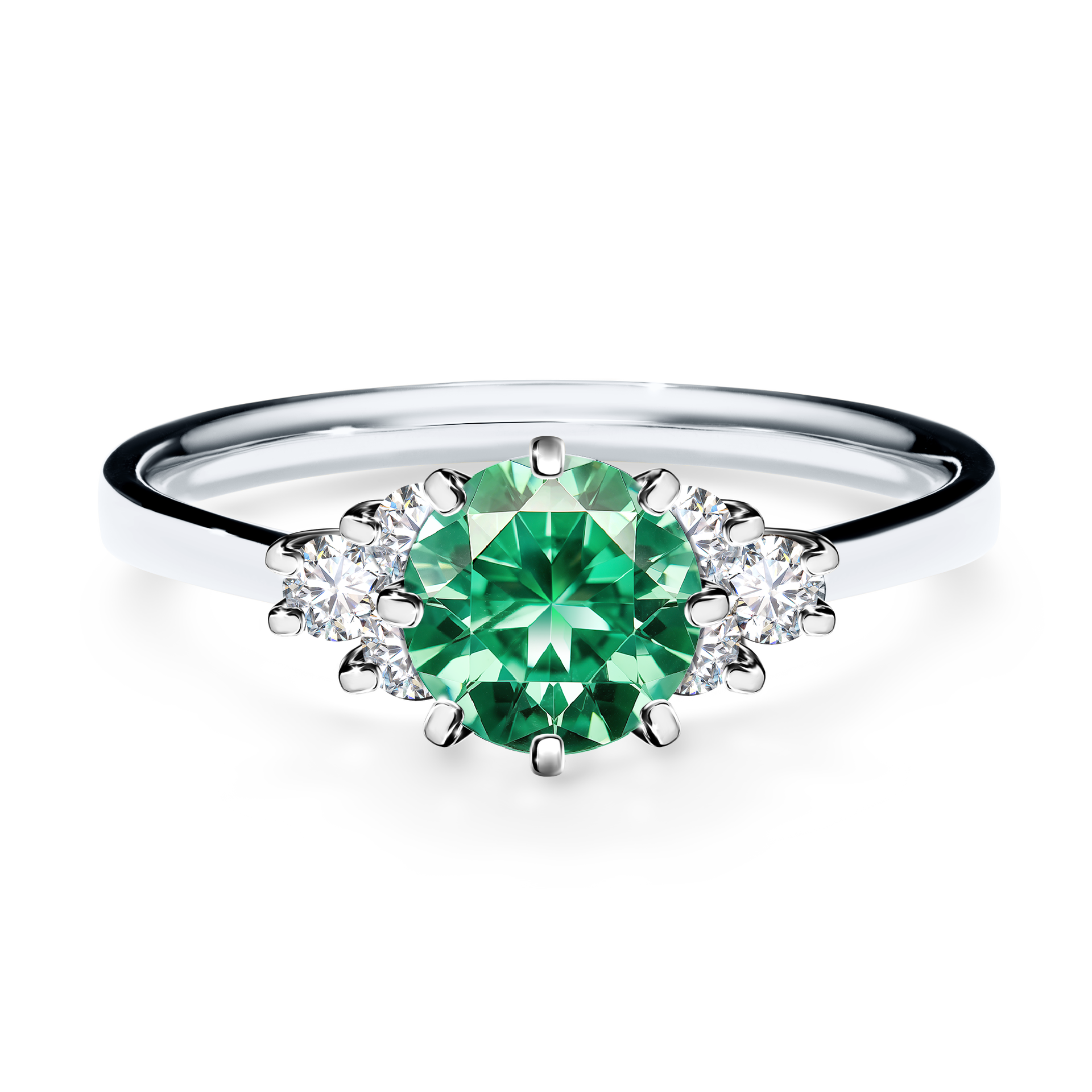 Pierścionek zaręczynowy My Lilly z białego złota ze szmaragdem 0,98CT