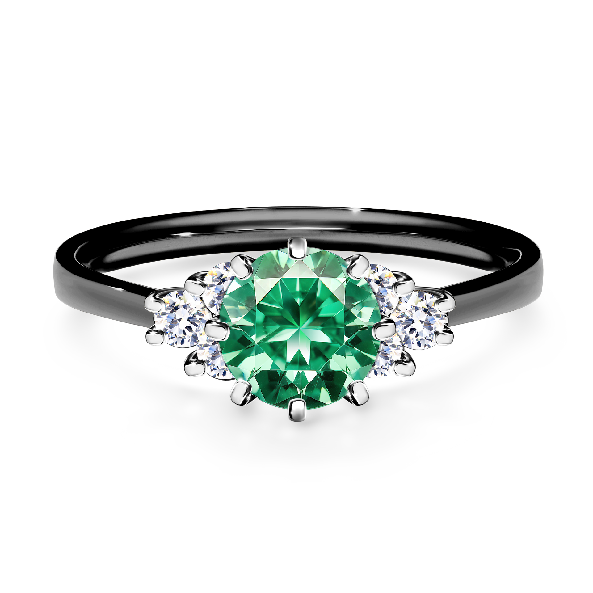 Pierścionek zaręczynowy My Lilly z czarnego złota ze szmaragdem 0,98CT
