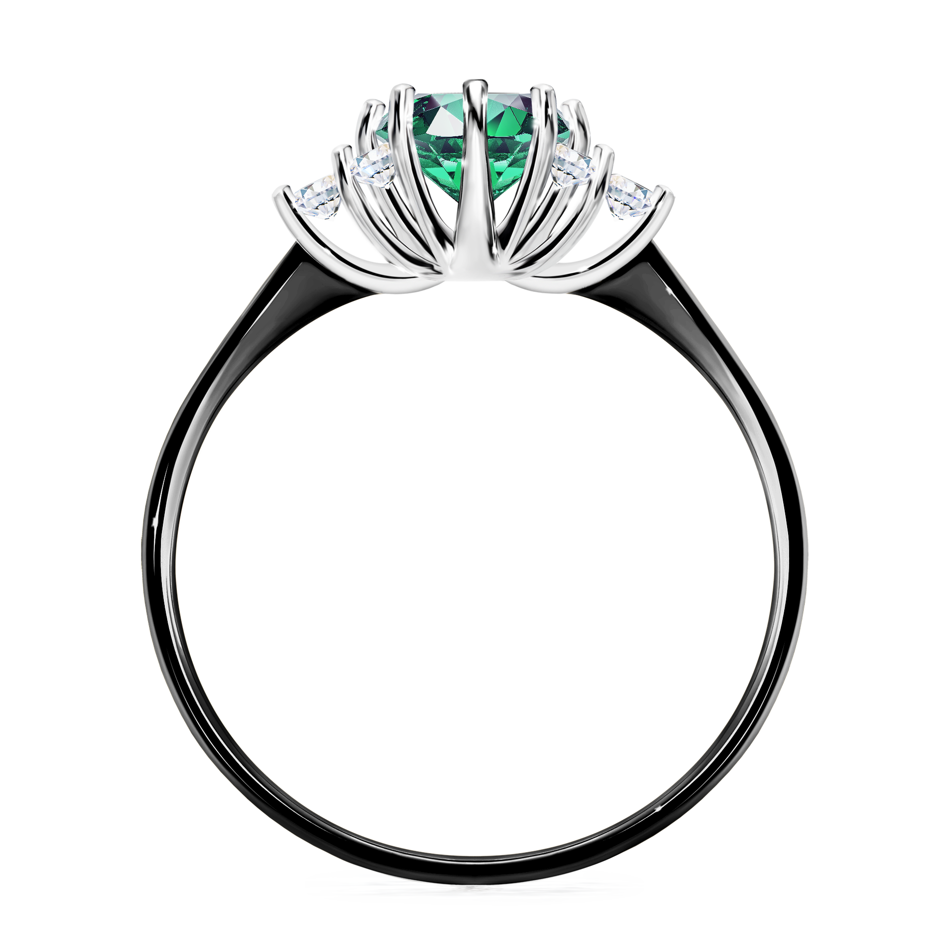 Pierścionek zaręczynowy My Lilly z czarnego złota ze szmaragdem 0,98CT