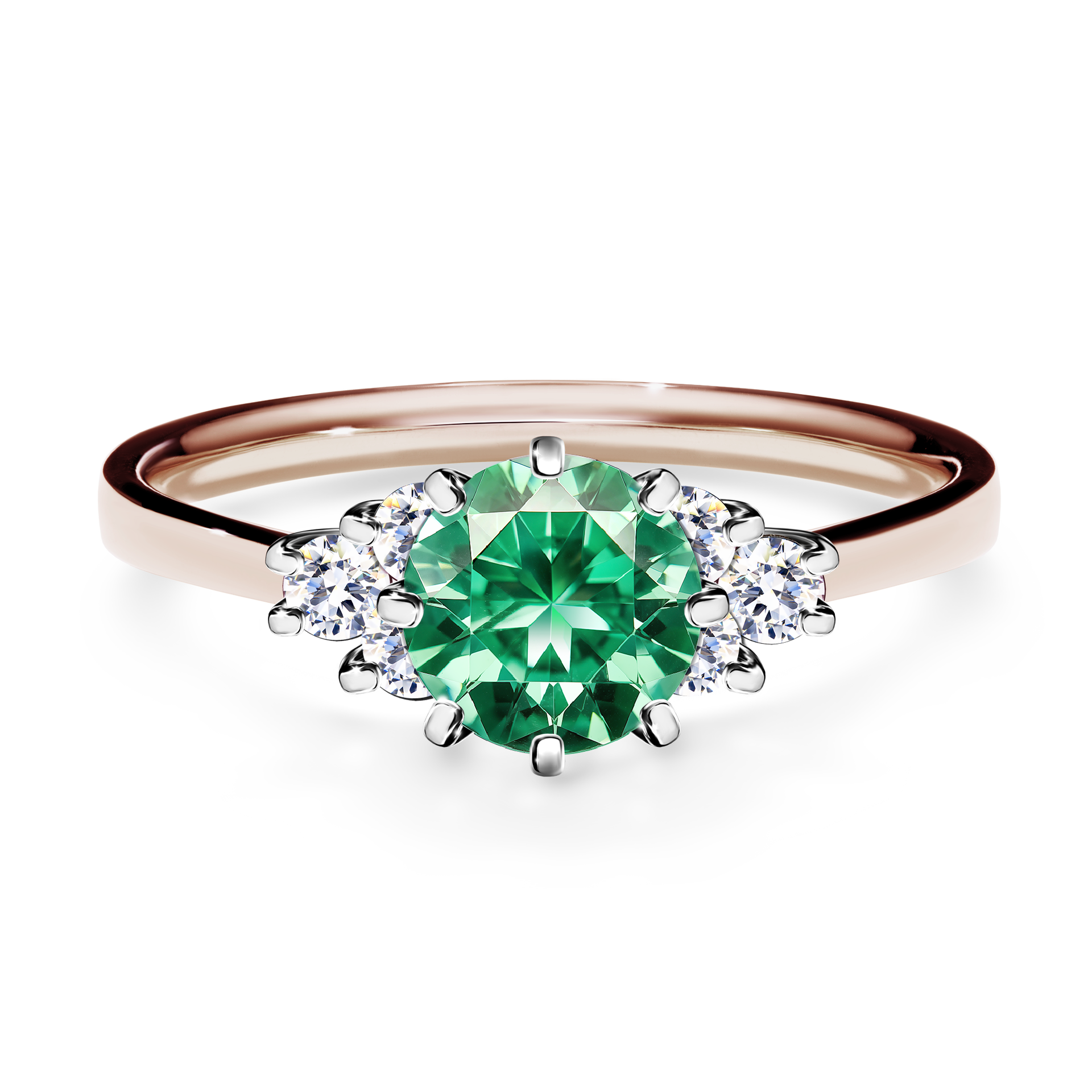 Pierścionek zaręczynowy My Lilly z różowego złota ze szmaragdem 0,98CT