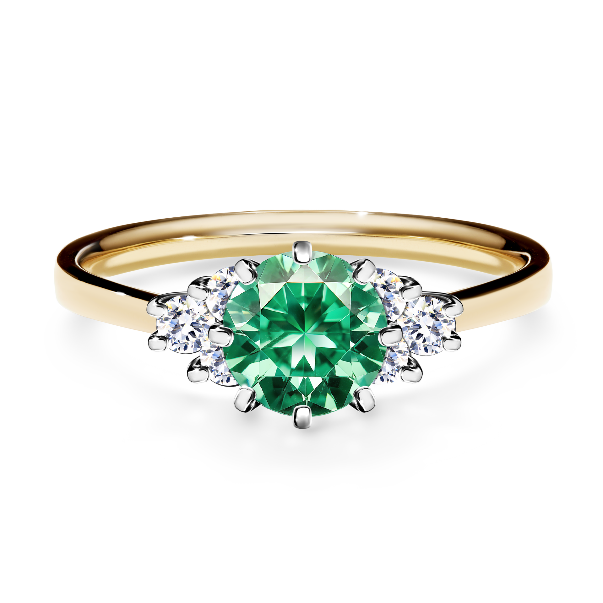 Pierścionek zaręczynowy My Lilly z żółtego złota ze szmaragdem 0,98CT