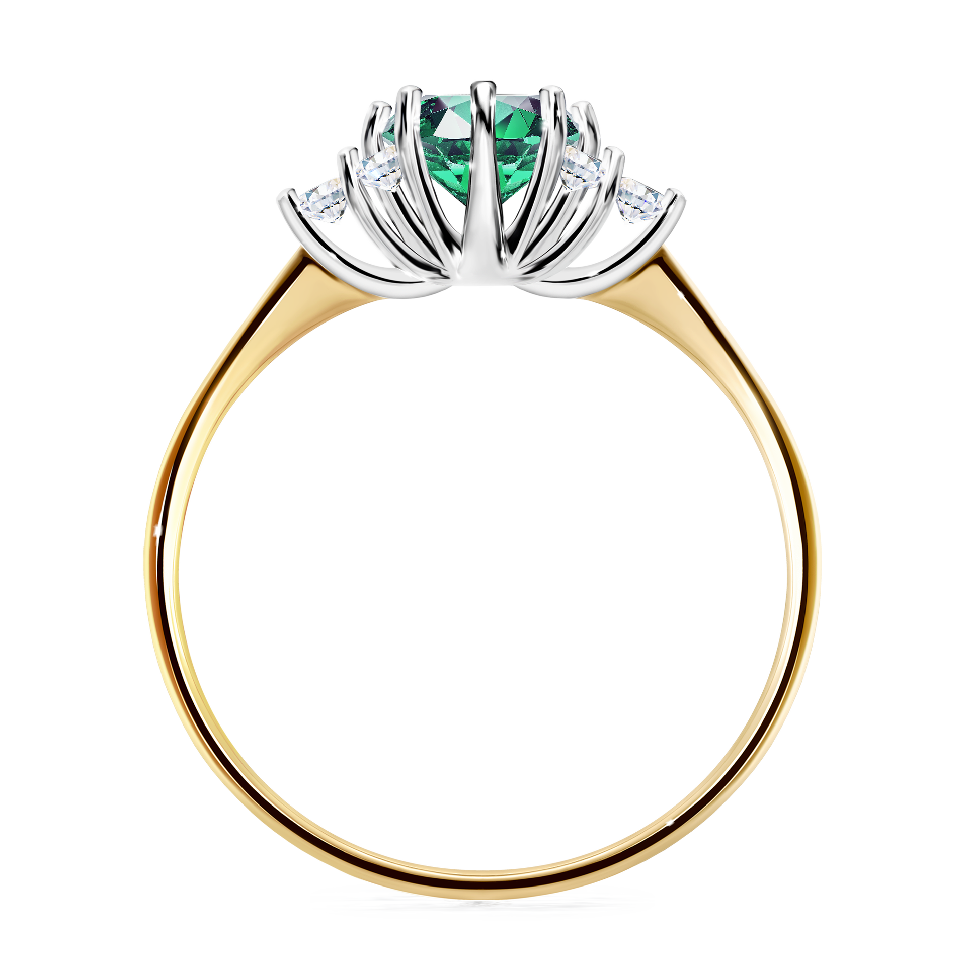 Pierścionek zaręczynowy My Lilly z żółtego złota ze szmaragdem 0,98CT