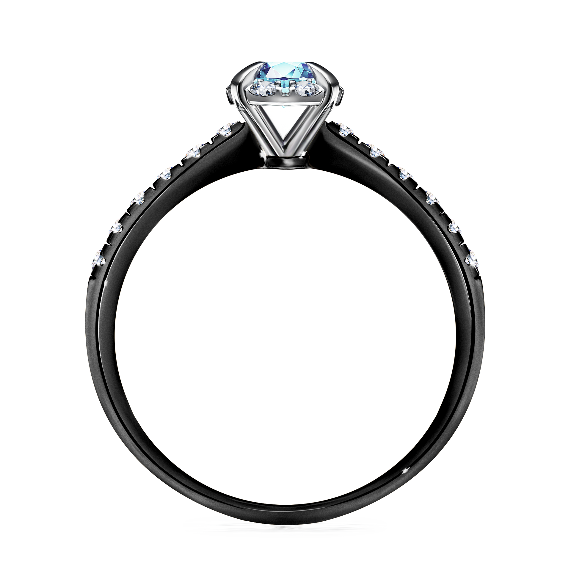 Pierścionek zaręczynowy My Princess z czarnego złota z akwamarynem 0,47CT