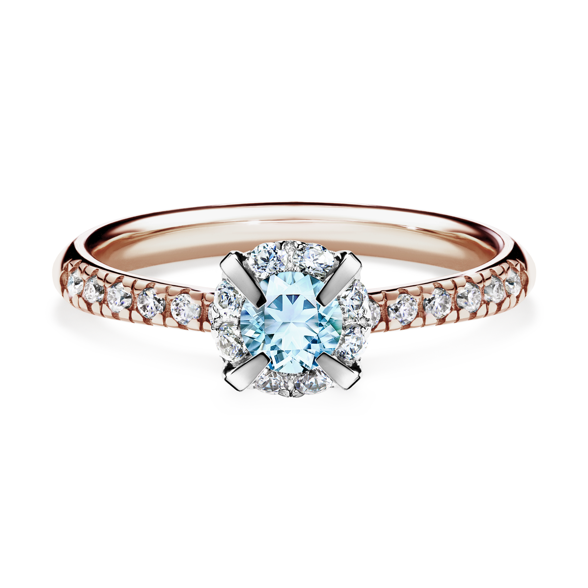 Pierścionek zaręczynowy My Princess z różowego złota z akwamarynem 0,47CT