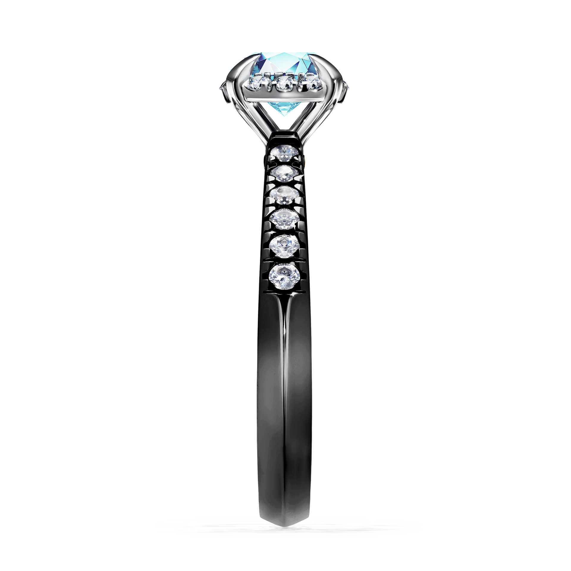 Pierścionek zaręczynowy My Princess z czarnego złota z akwamarynem 0,76CT