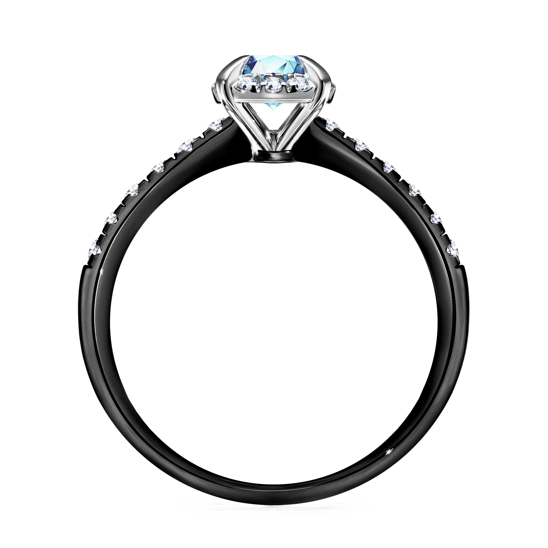 Pierścionek zaręczynowy My Princess z czarnego złota z akwamarynem 0,76CT