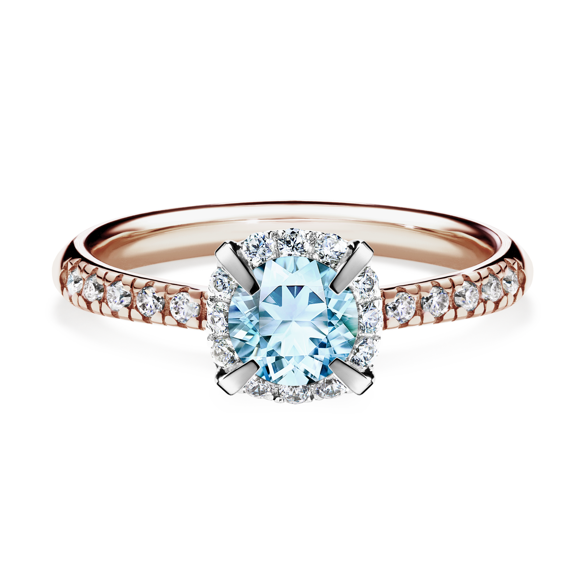Pierścionek zaręczynowy My Princess z różowego złota z akwamarynem 0,76CT