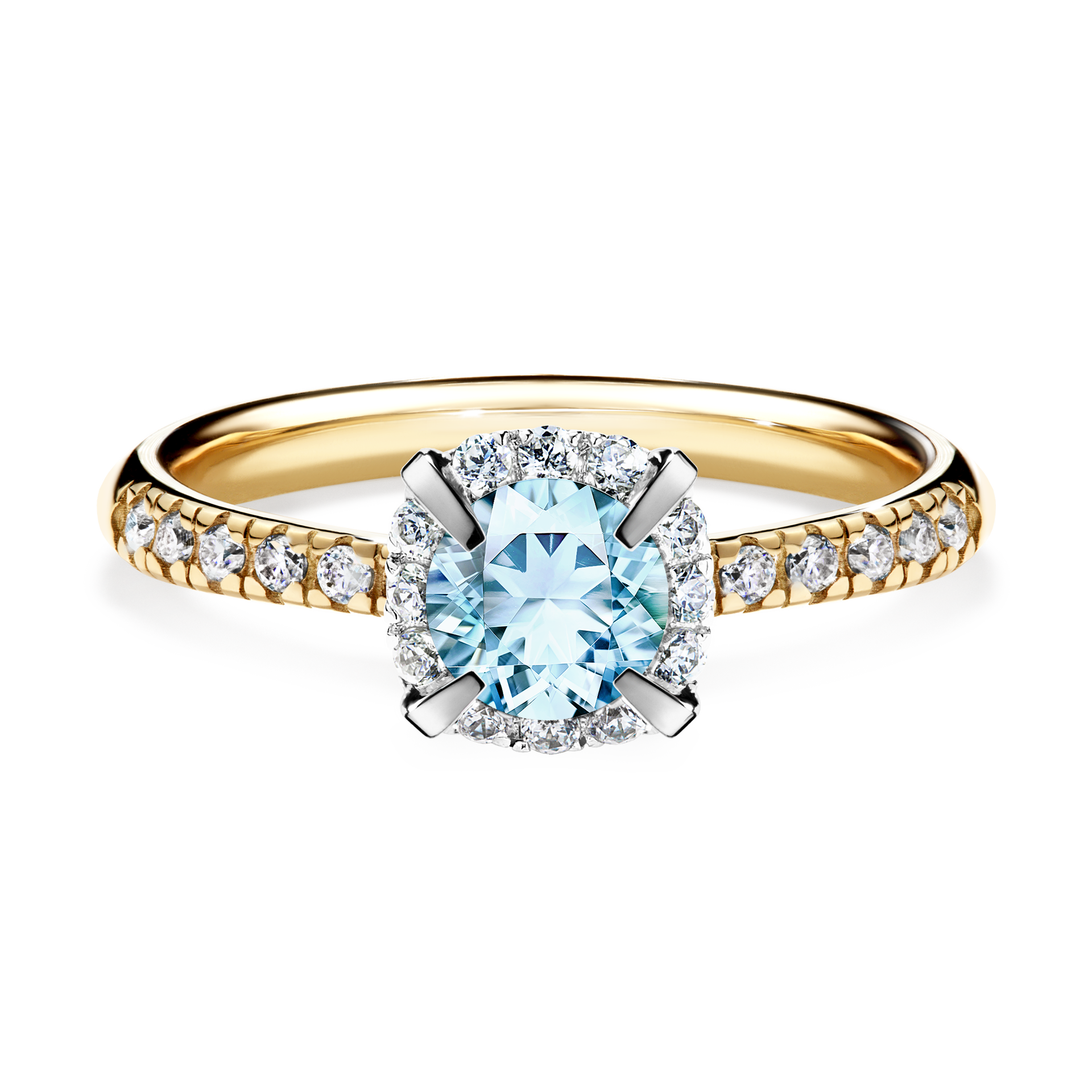 Pierścionek zaręczynowy My Princess z żółtego złota z akwamarynem 0,76CT