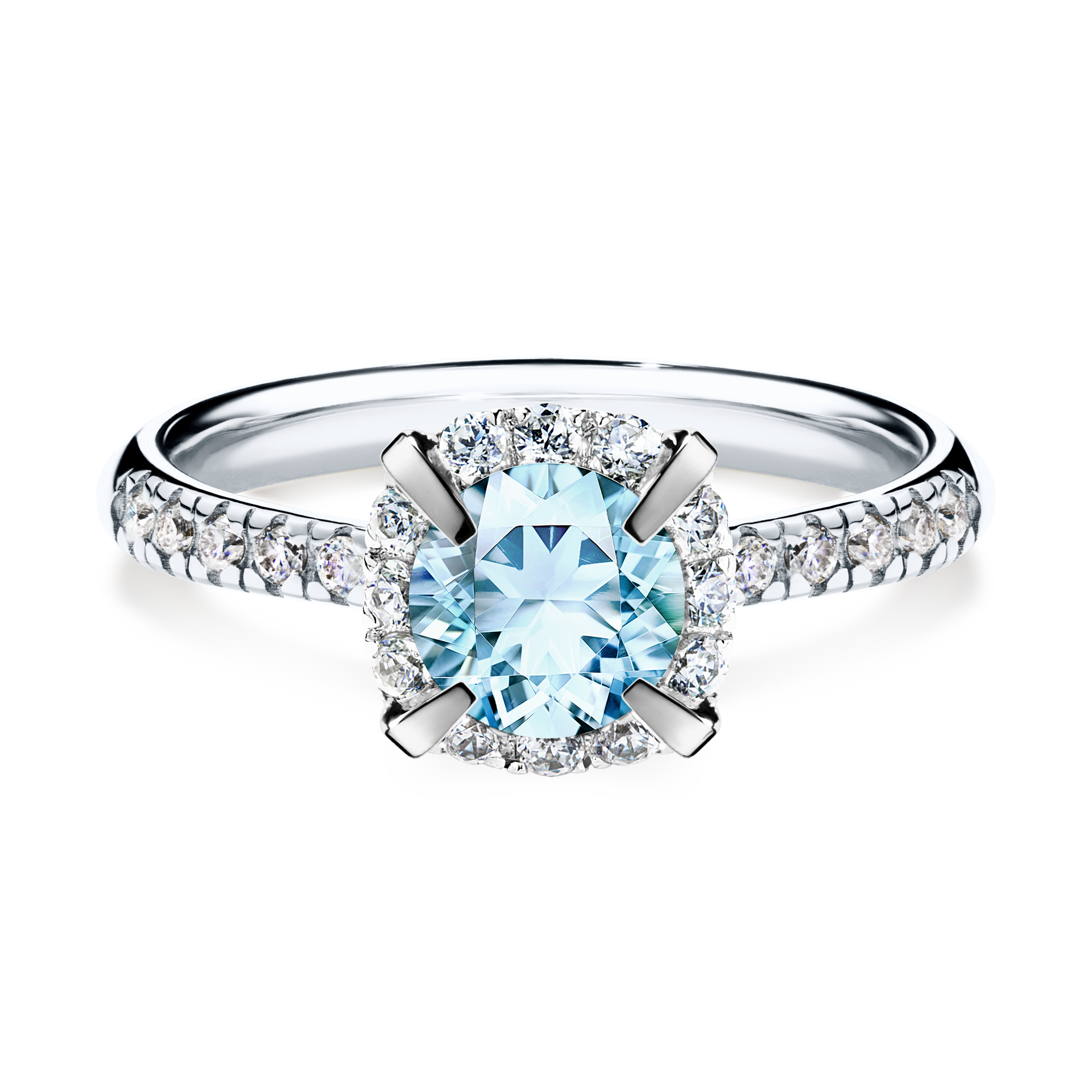 Pierścionek zaręczynowy My Princess z białego złota z akwamarynem 1,18CT