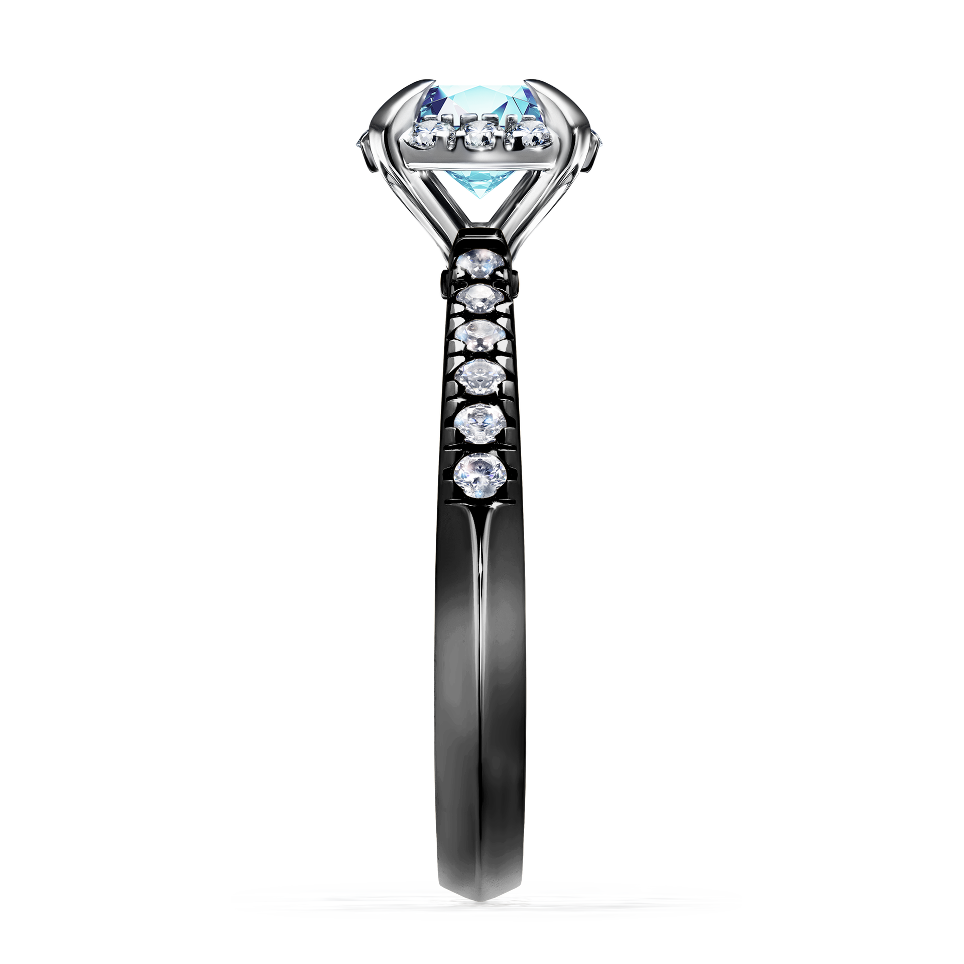 Pierścionek zaręczynowy My Princess z czarnego złota z akwamarynem 1,18CT
