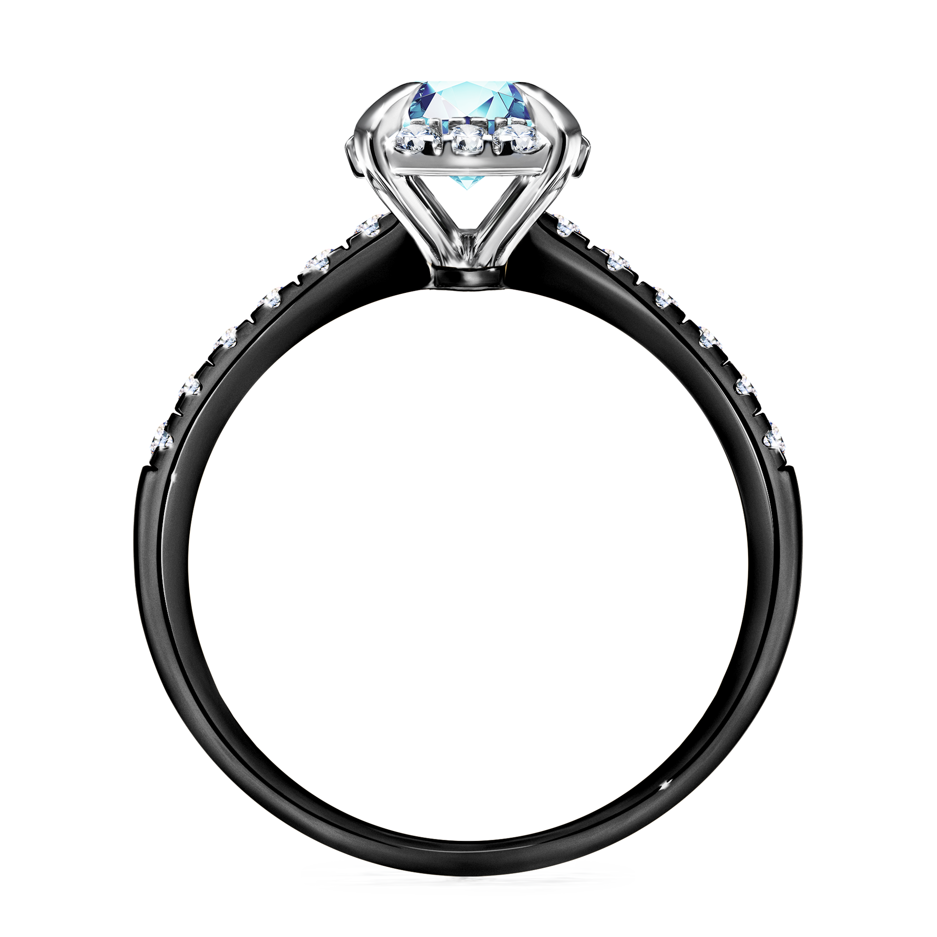 Pierścionek zaręczynowy My Princess z czarnego złota z akwamarynem 1,18CT