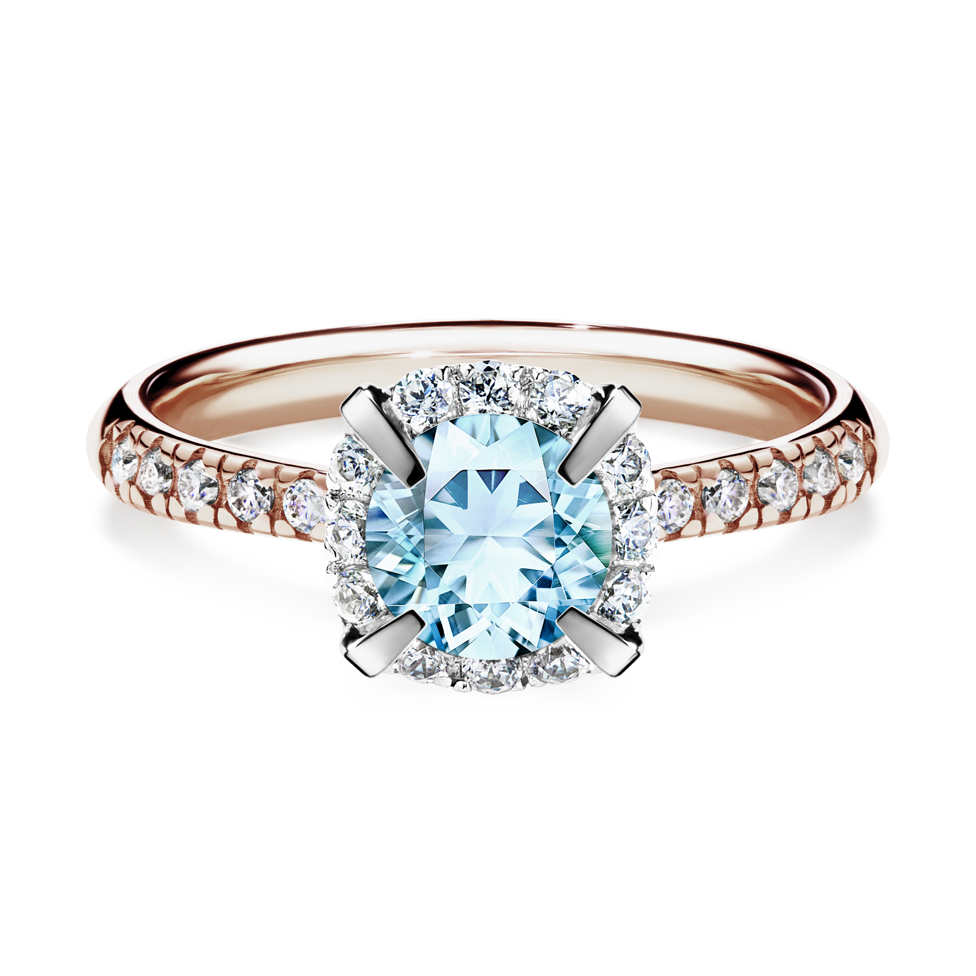 Pierścionek zaręczynowy My Princess z różowego złota z akwamarynem 1,18CT