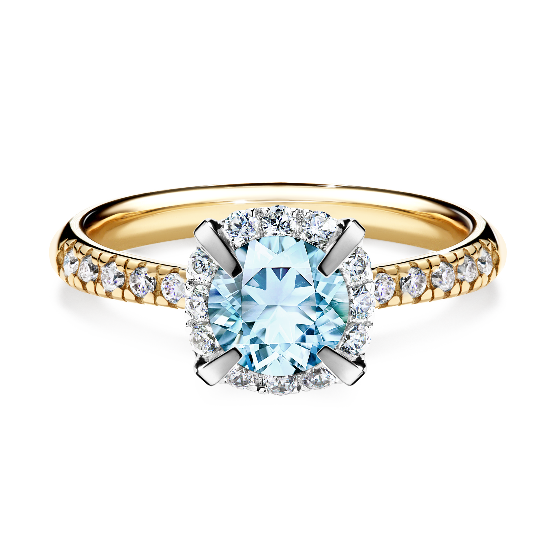 Pierścionek zaręczynowy My Princess z żółtego złota z akwamarynem 1,18CT
