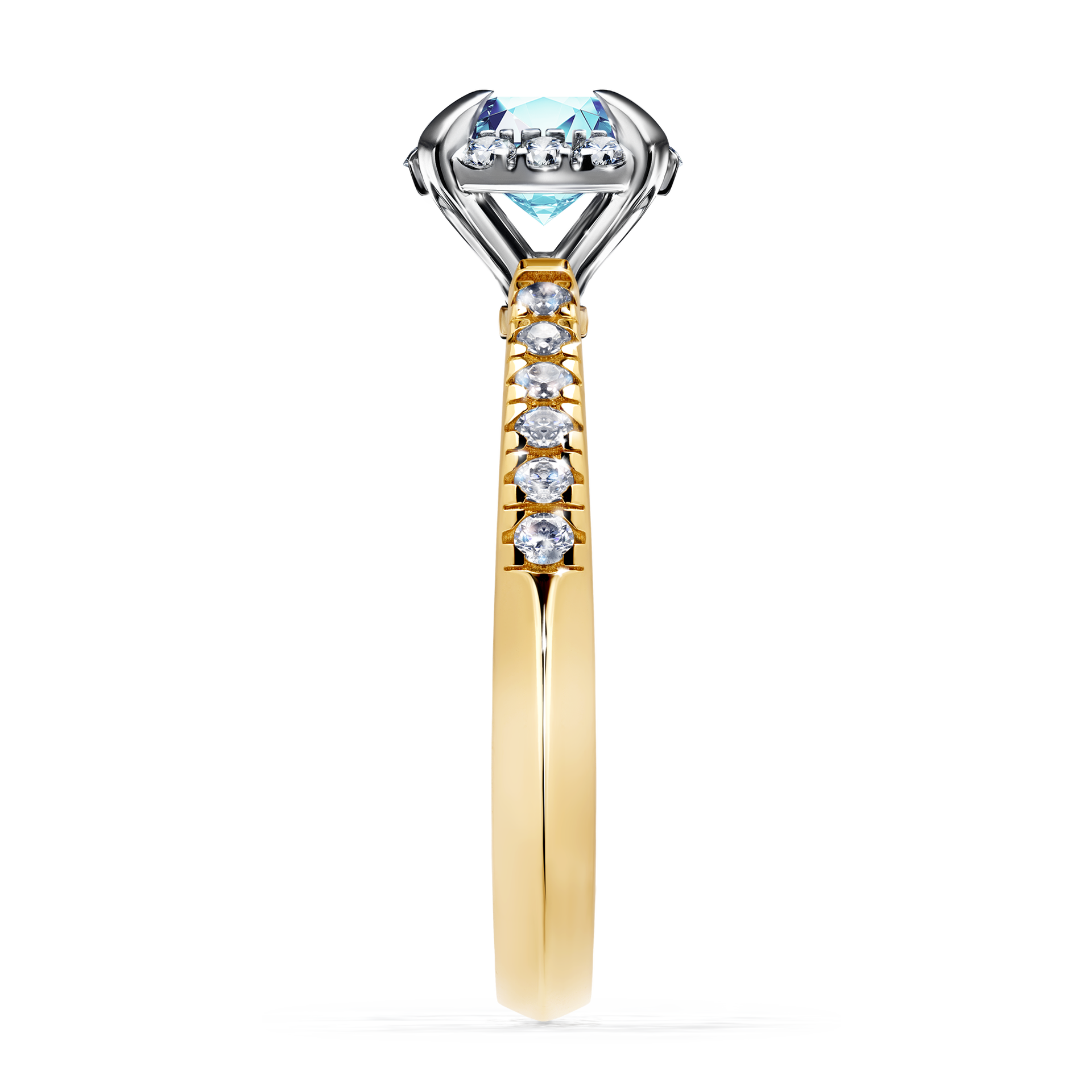 Pierścionek zaręczynowy My Princess z żółtego złota z akwamarynem 1,18CT