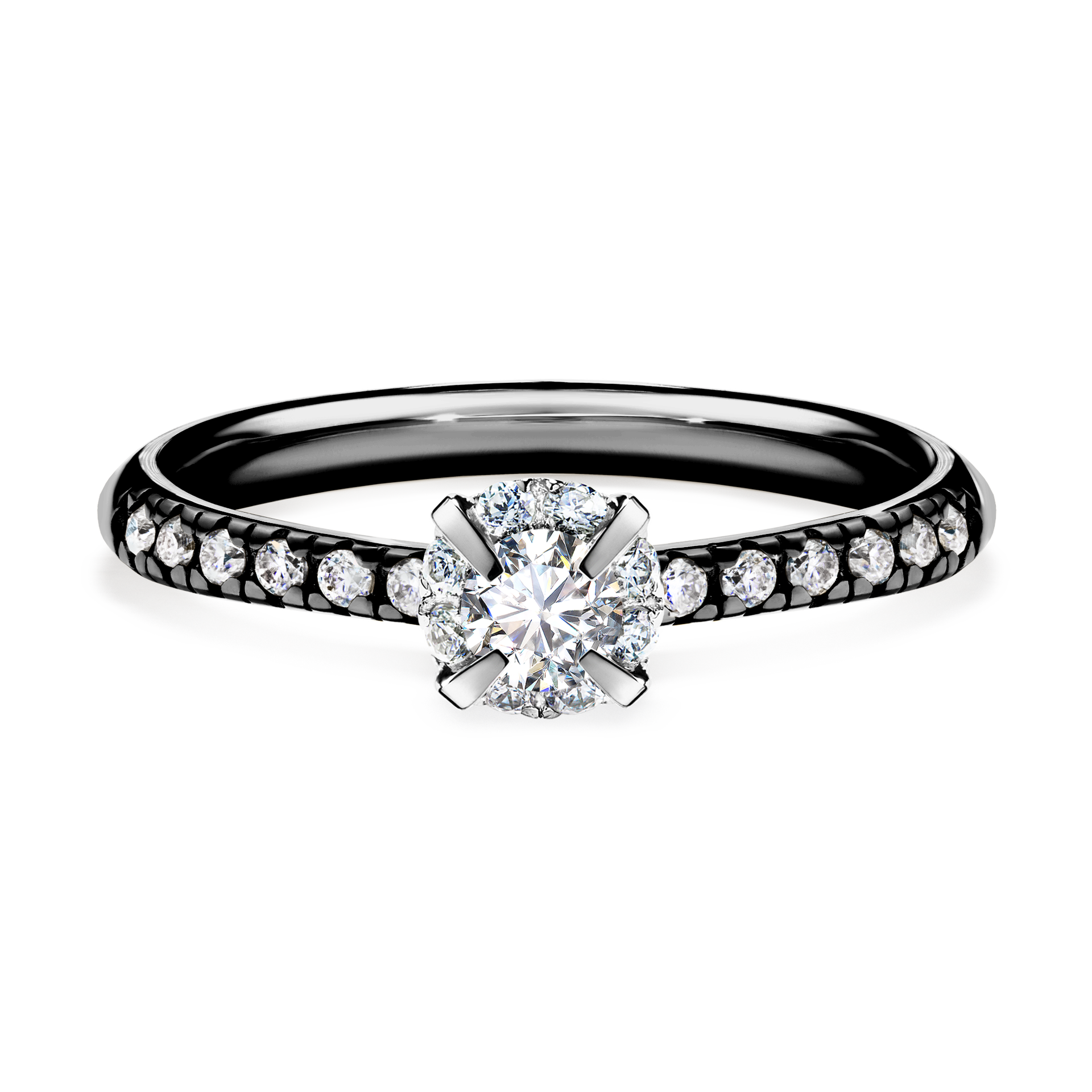 Pierścionek zaręczynowy My Princess z czarnego złota z diamentem naturalnym 0,28CT