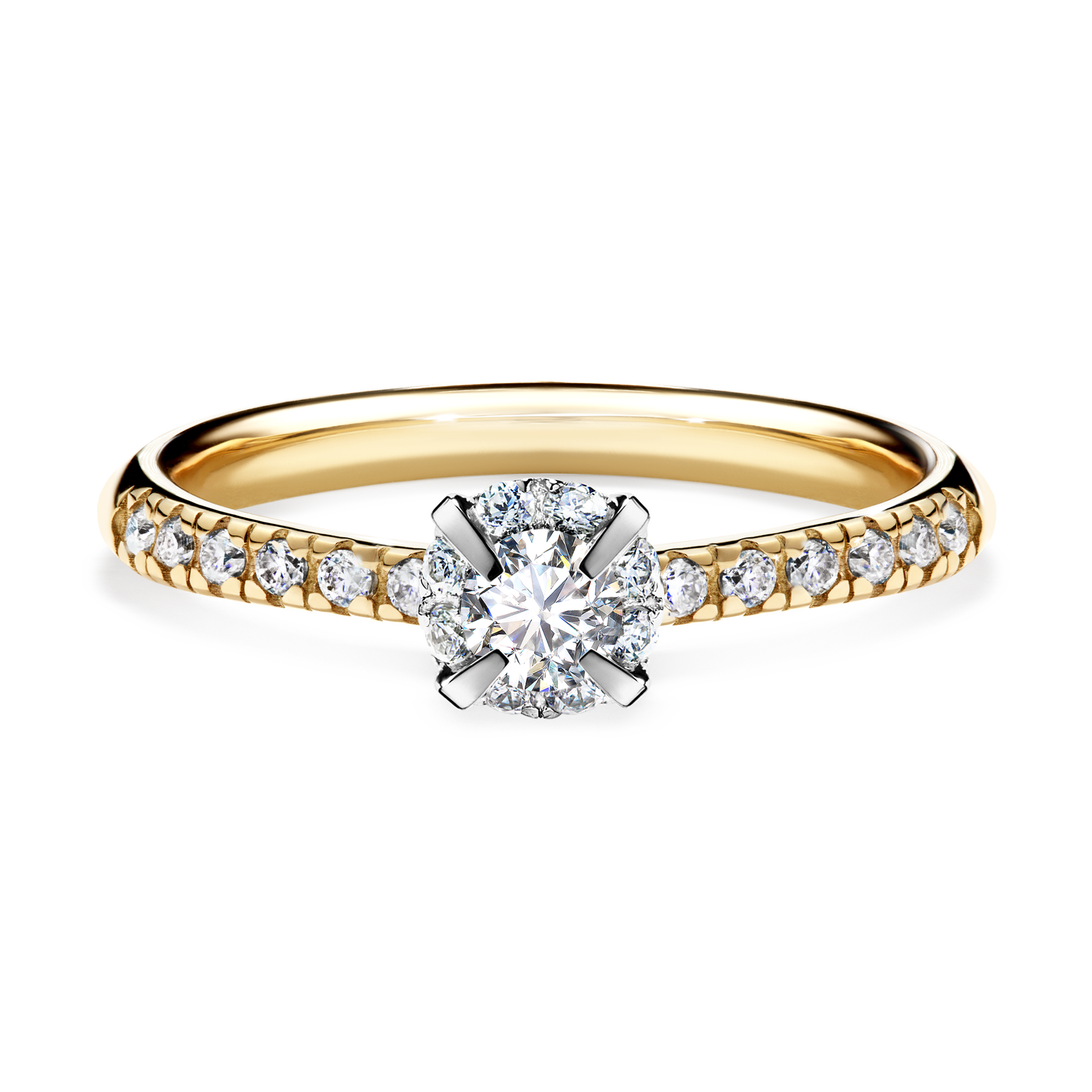 Pierścionek zaręczynowy My Princess z żółtego złota z diamentem naturalnym 0,28CT