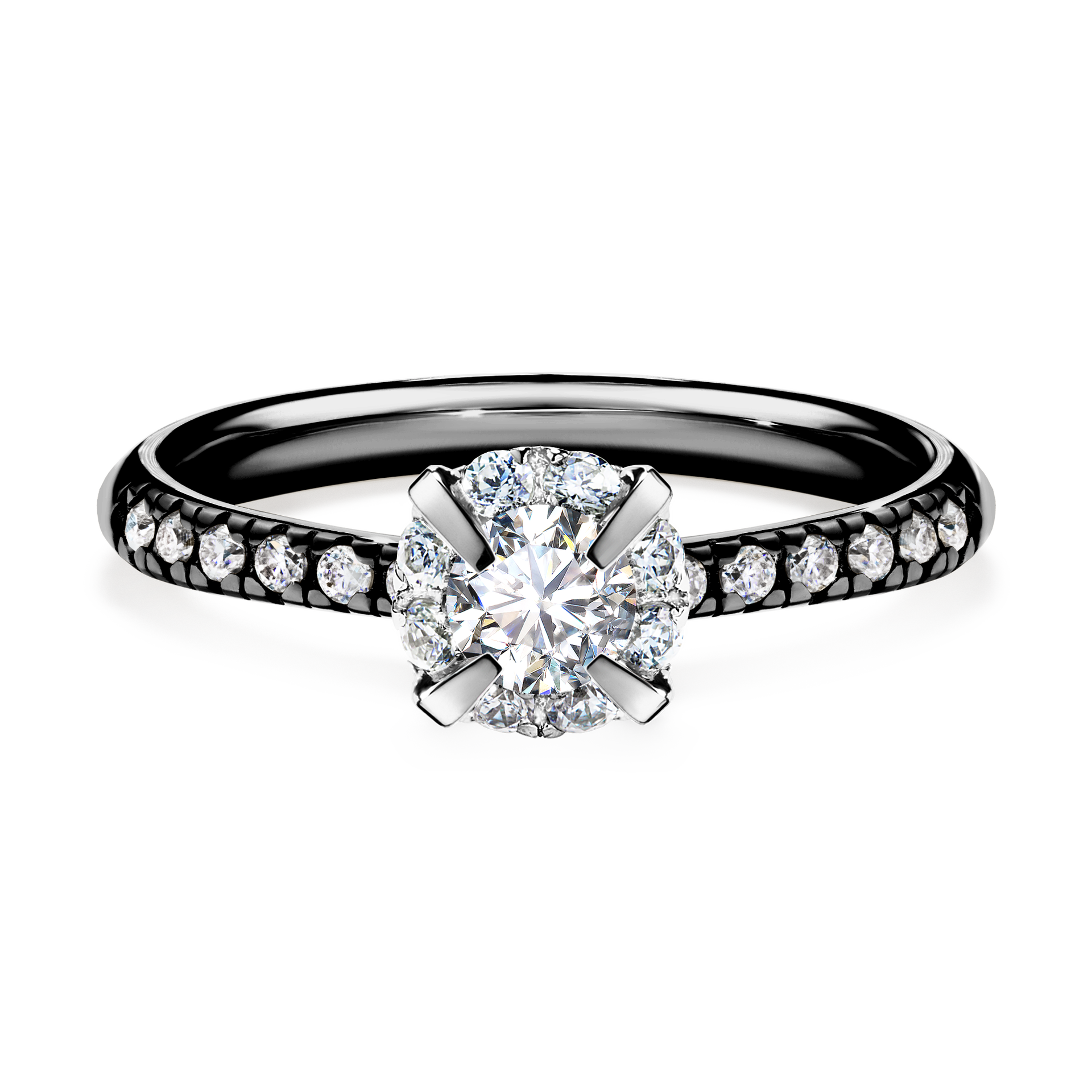 Pierścionek zaręczynowy My Princess z czarnego złota z diamentem naturalnym 0,47CT