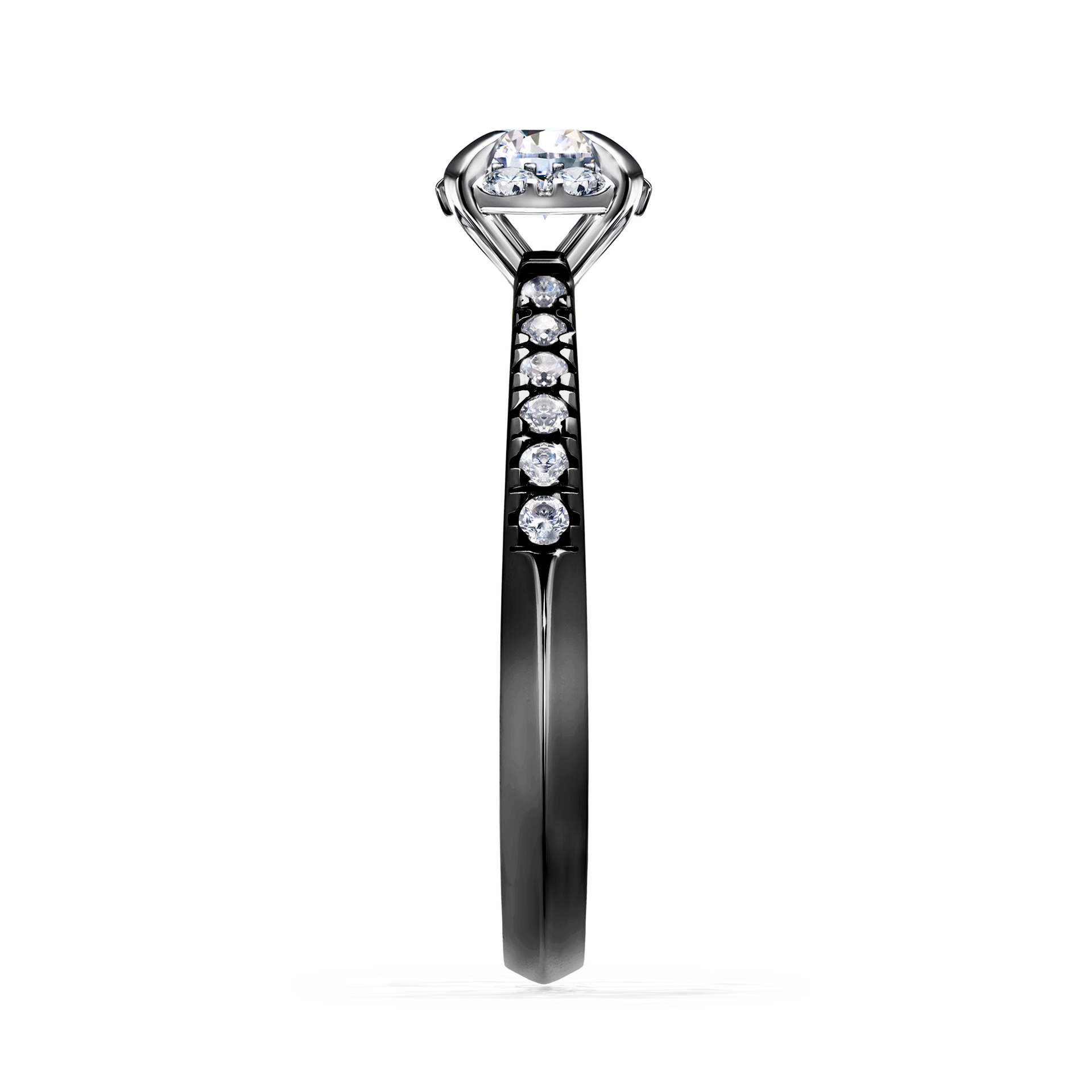 Pierścionek zaręczynowy My Princess z czarnego złota z diamentem naturalnym 0,47CT