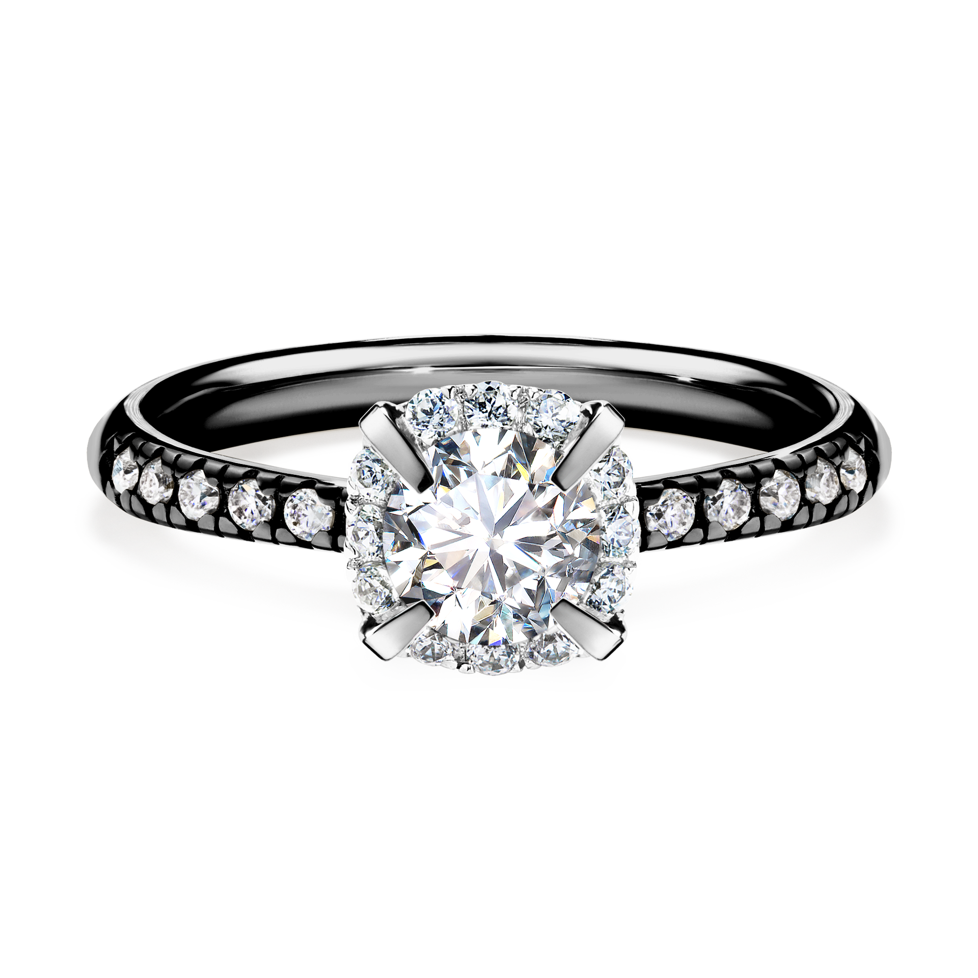 Pierścionek zaręczynowy My Princess z czarnego złota z diamentem naturalnym 0,76CT