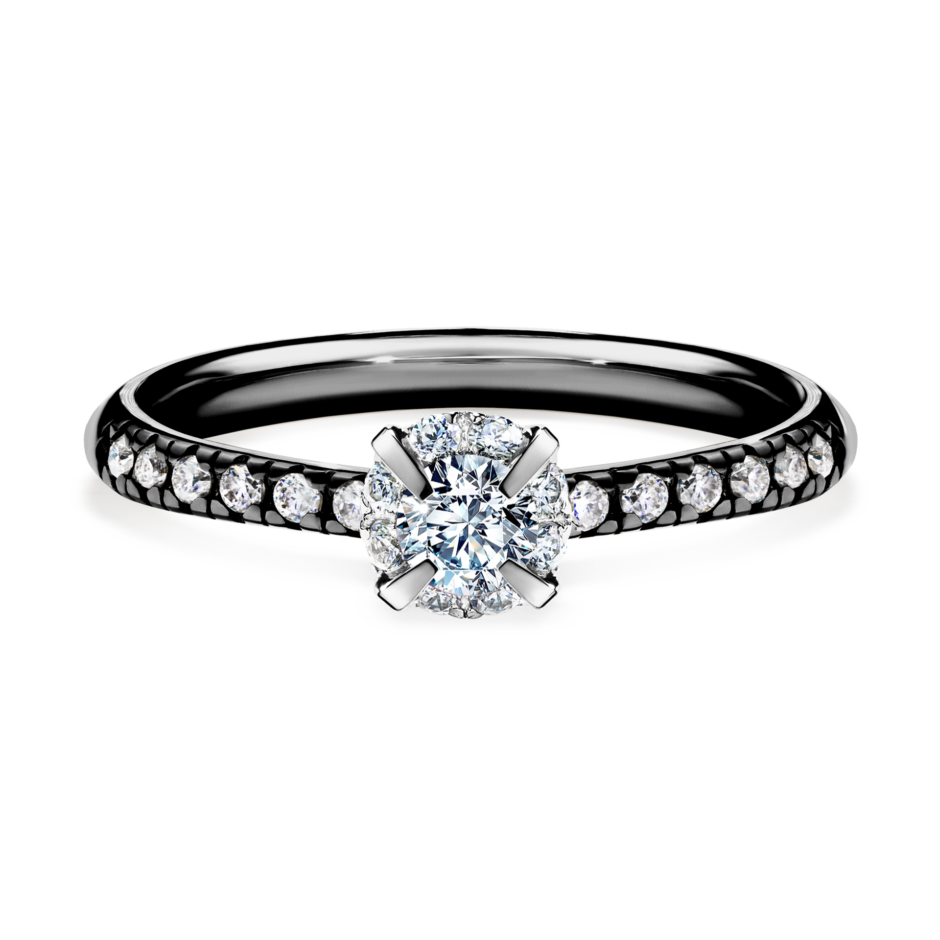 Pierścionek zaręczynowy My Princess z czarnego złota z diamentem laboratoryjnym 0,28CT