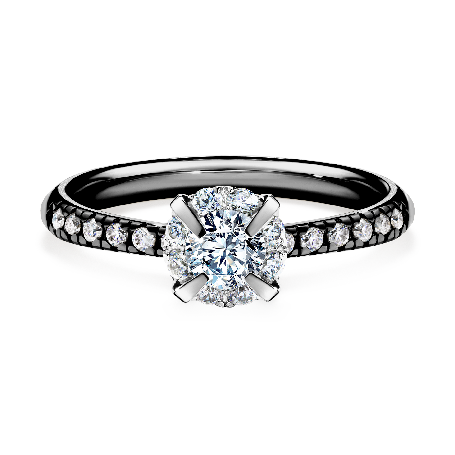 Pierścionek zaręczynowy My Princess z czarnego złota z diamentem laboratoryjnym 0,47CT