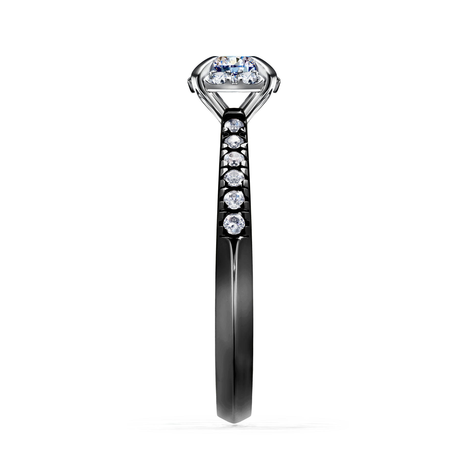 Pierścionek zaręczynowy My Princess z czarnego złota z diamentem laboratoryjnym 0,47CT