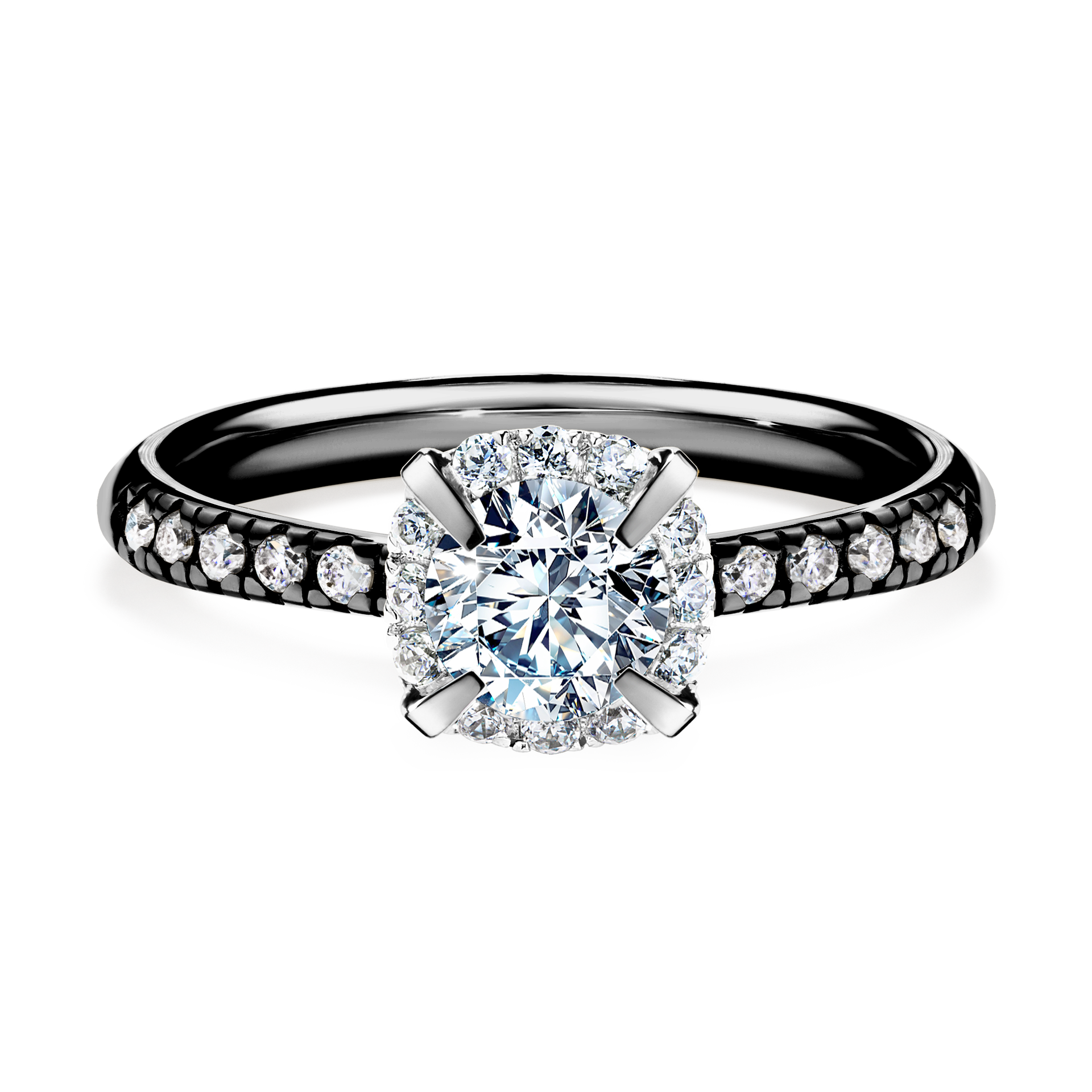 Pierścionek zaręczynowy My Princess z czarnego złota z diamentem laboratoryjnym 0,76CT