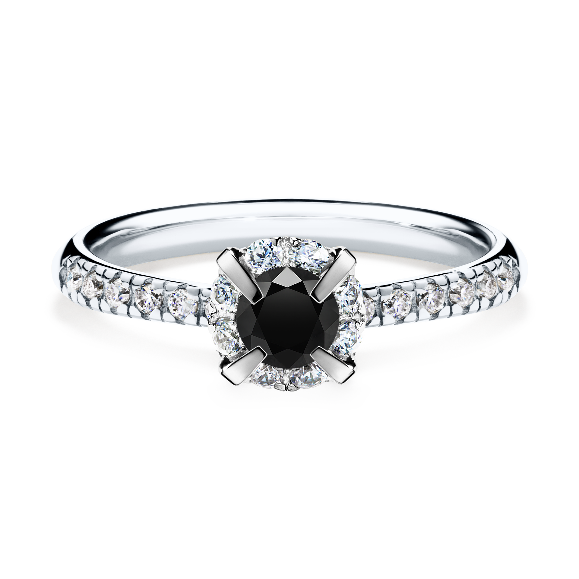 Pierścionek zaręczynowy My Princess z białego złota z czarnym diamentem 0,47CT