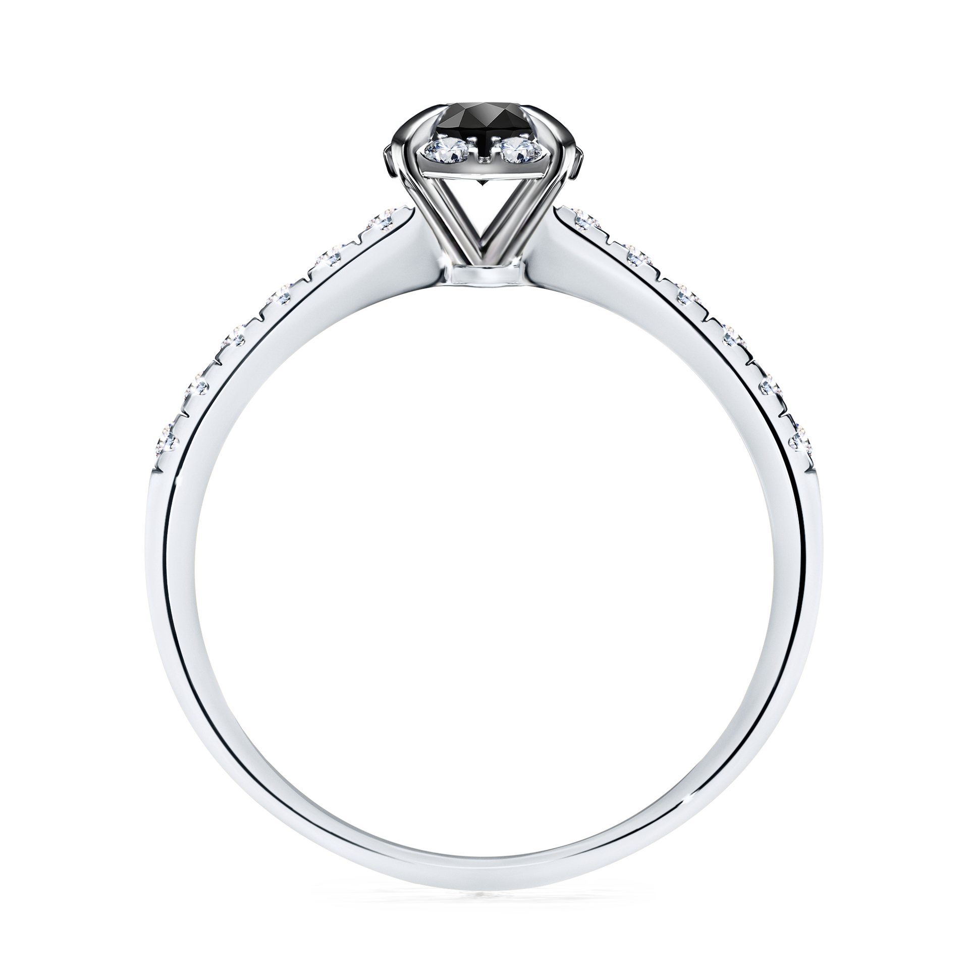 Pierścionek zaręczynowy My Princess z białego złota z czarnym diamentem 0,47CT